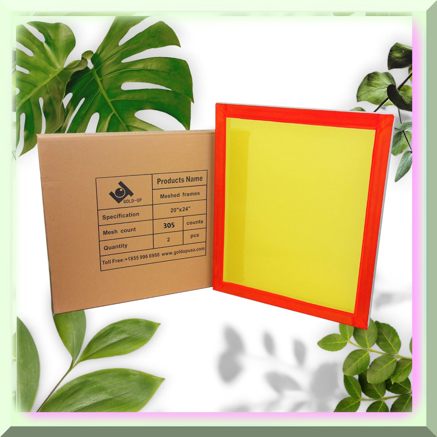 20x24 Aluminum Silk Screen Frames 2 Pack Yellow Mesh
