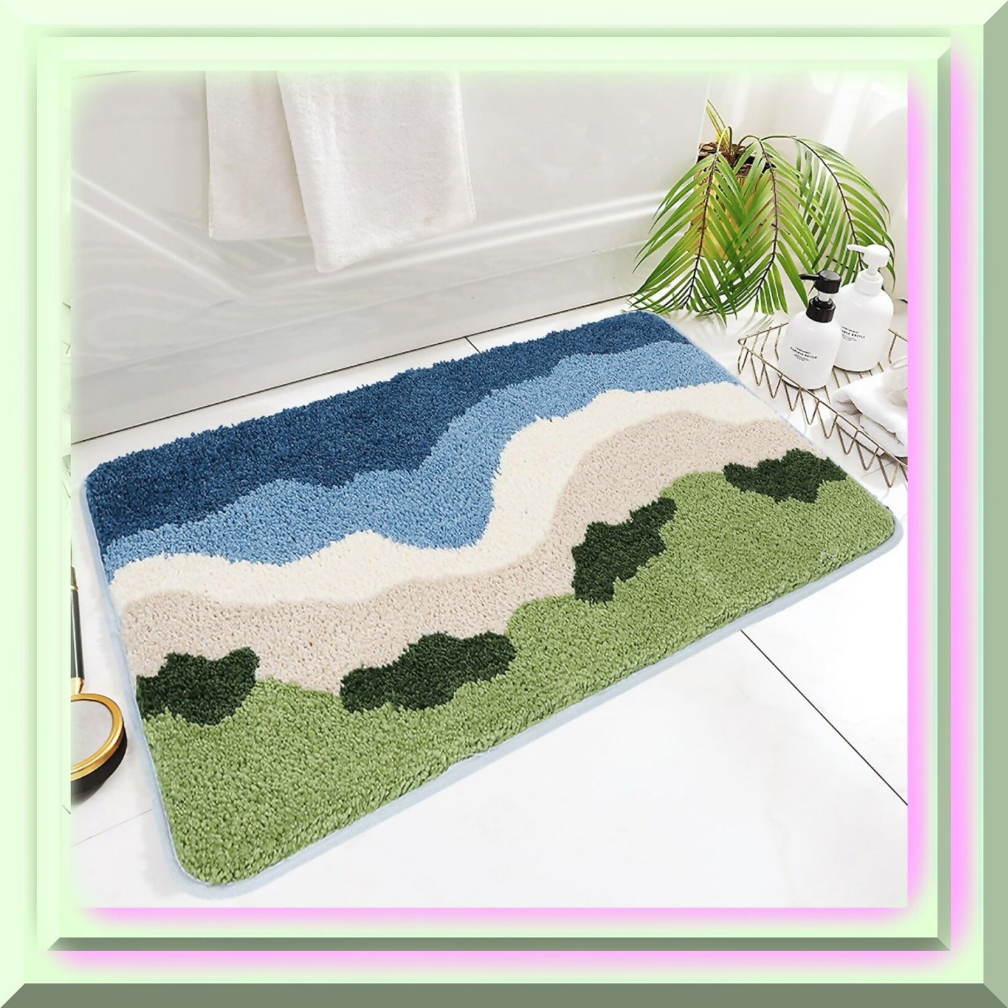 Green Microfiber Bathroom Mat 31"x20"