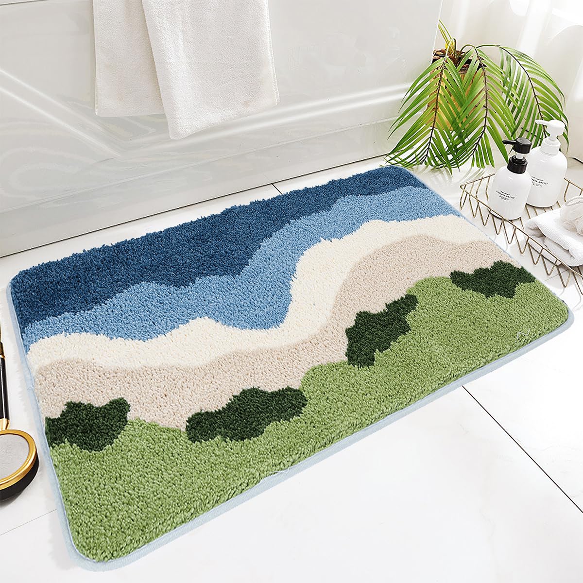 Green Microfiber Bathroom Mat 31"x20"