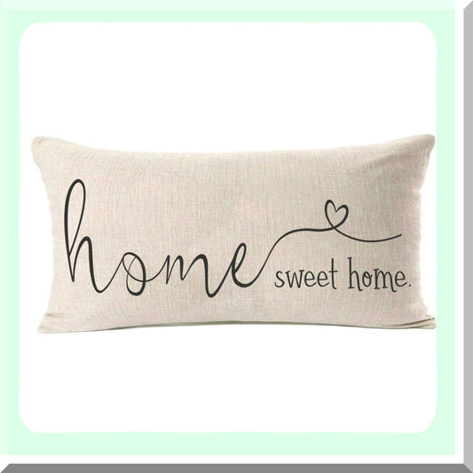 Sweet Home Farmhouse Pillow Covers - Decorative Throw Cushion Case 12x20 Inch - Housewarming Gift - Home Quotes Decor - Gifts for Home