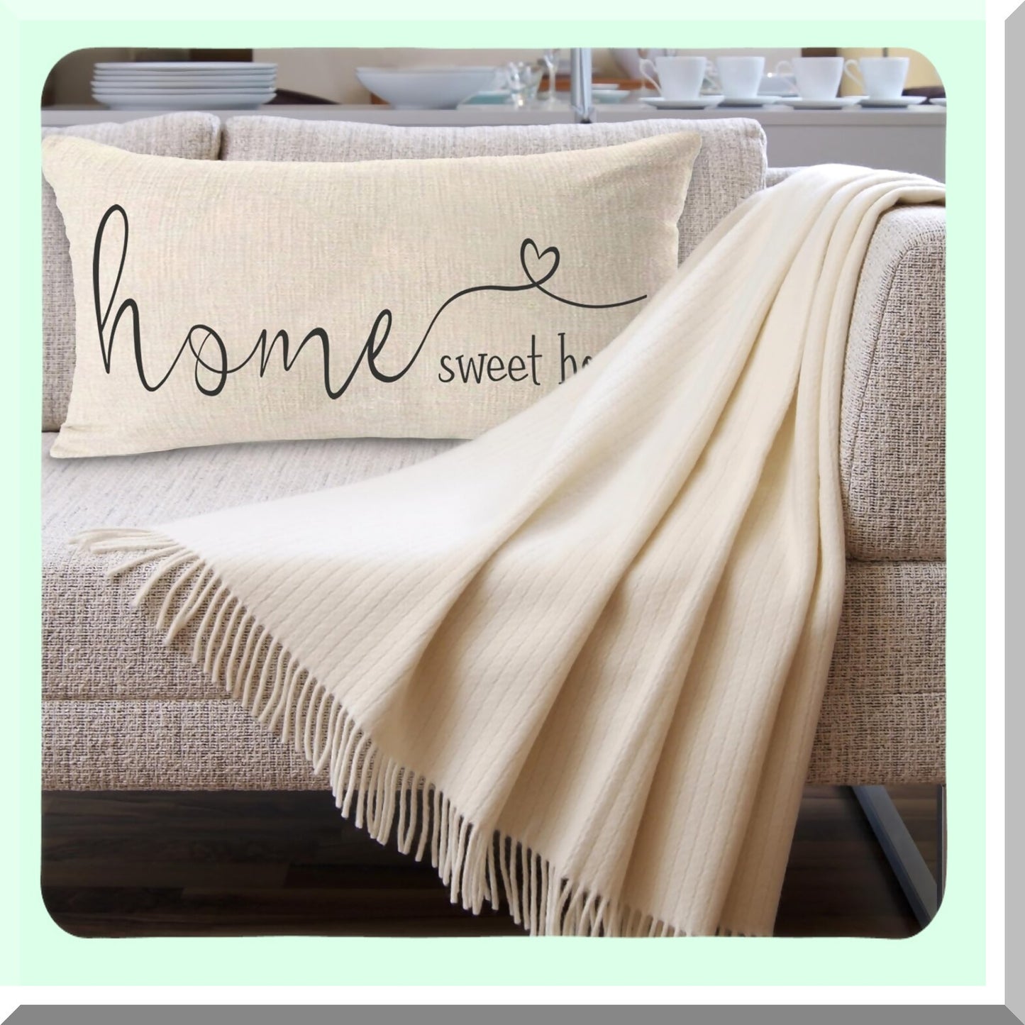 Sweet Home Farmhouse Pillow Covers - Decorative Throw Cushion Case 12x20 Inch - Housewarming Gift - Home Quotes Decor - Gifts for Home