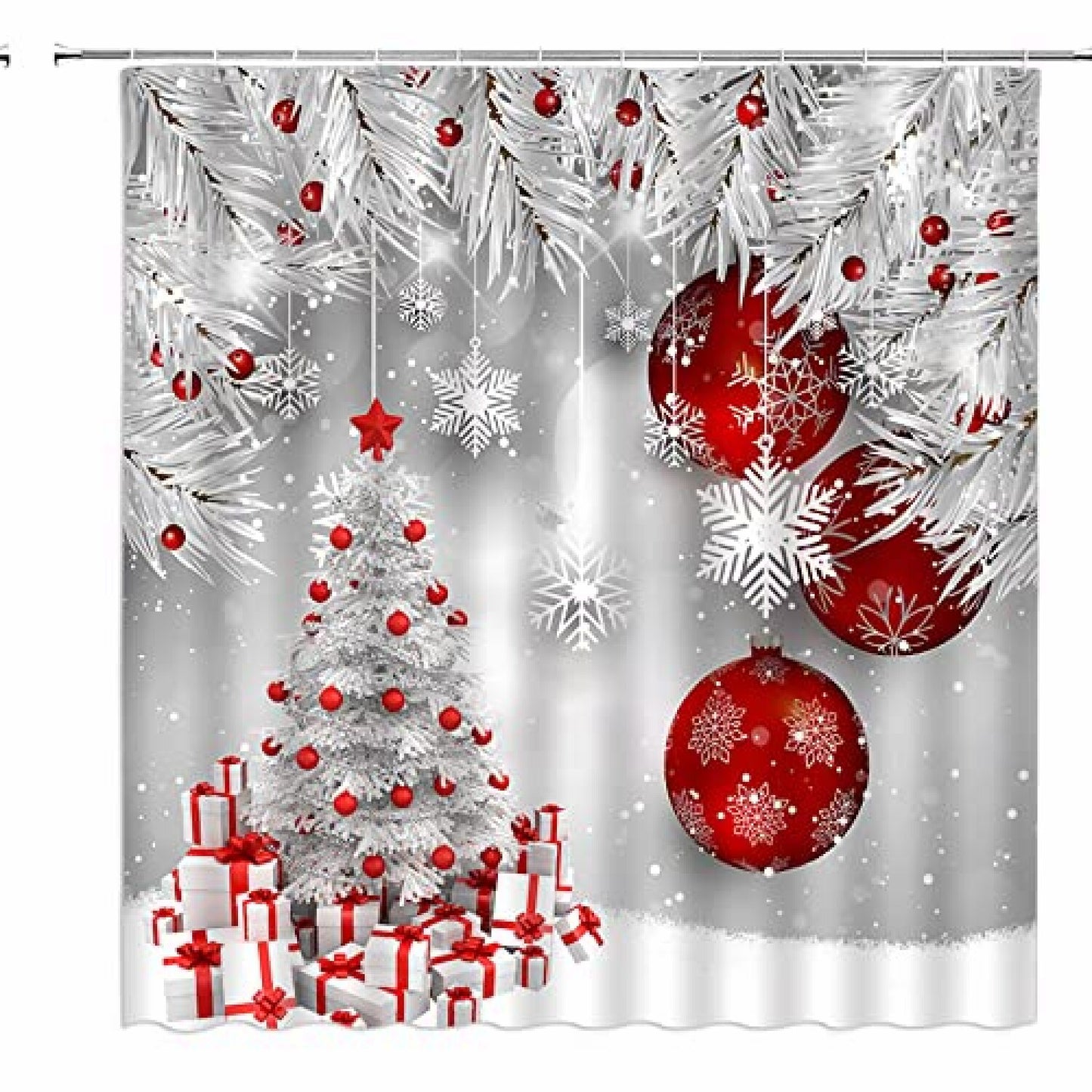 Xmas Tree Red Ball Snowflake Shower Curtain 70x70