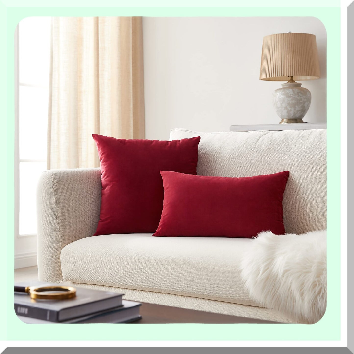 Velvet Wine Red Decorative Pillow Covers - Set of 2 | 18x18 Inches | Sofa Couch Bed Dcor | Throw Pillow Covers