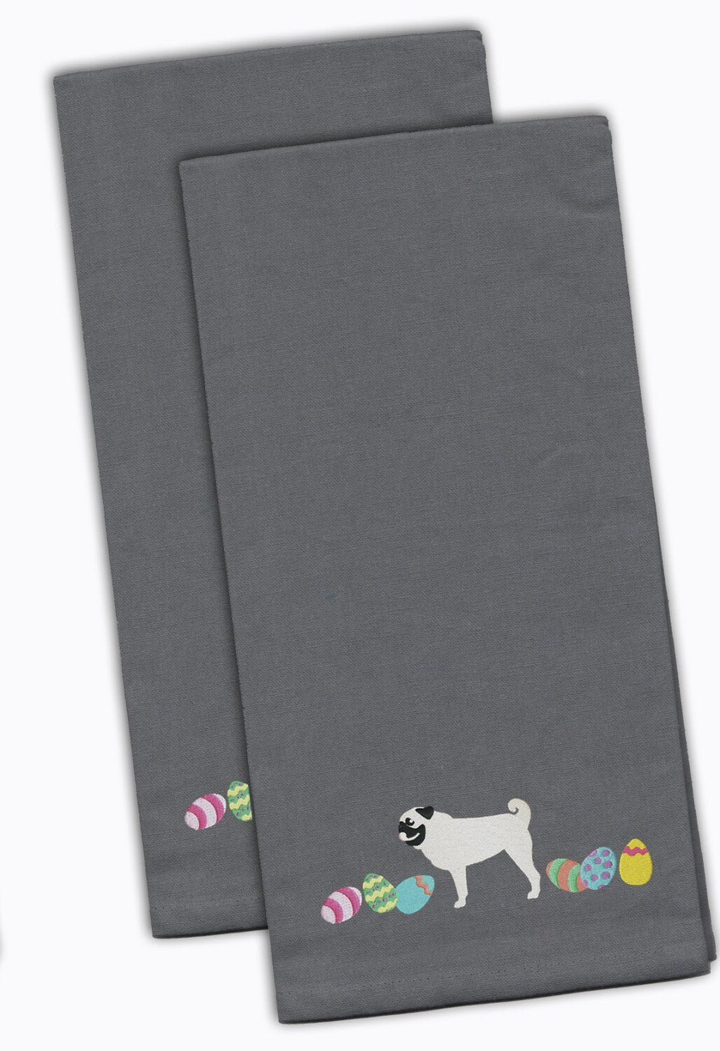 Gray Embroidered Towel Set 2, 19x25, Cotton