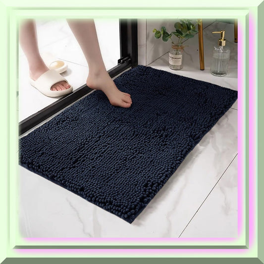Navy Blue Plush Chenille Bath Mat 19"x30"