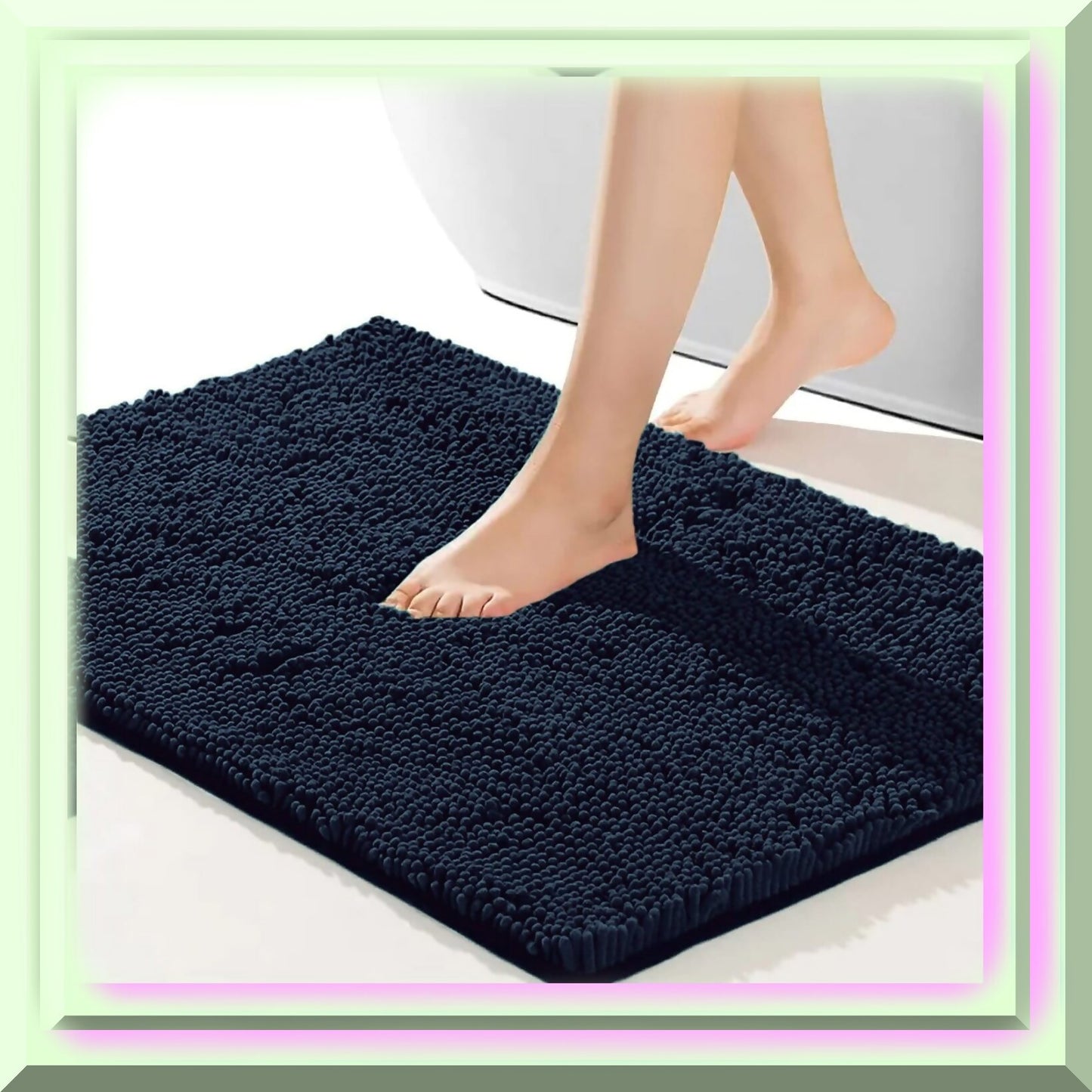 Navy Blue Plush Chenille Bath Mat 19"x30"