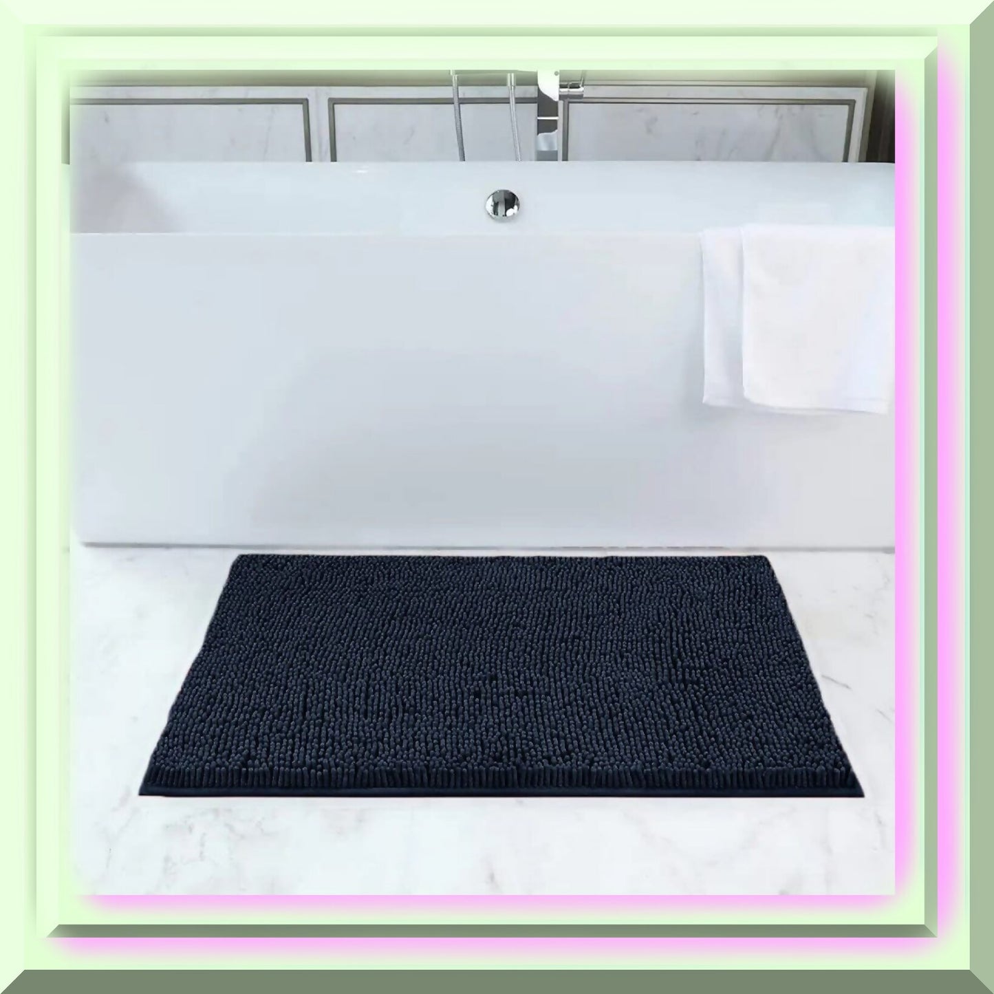 Navy Blue Plush Chenille Bath Mat 19"x30"