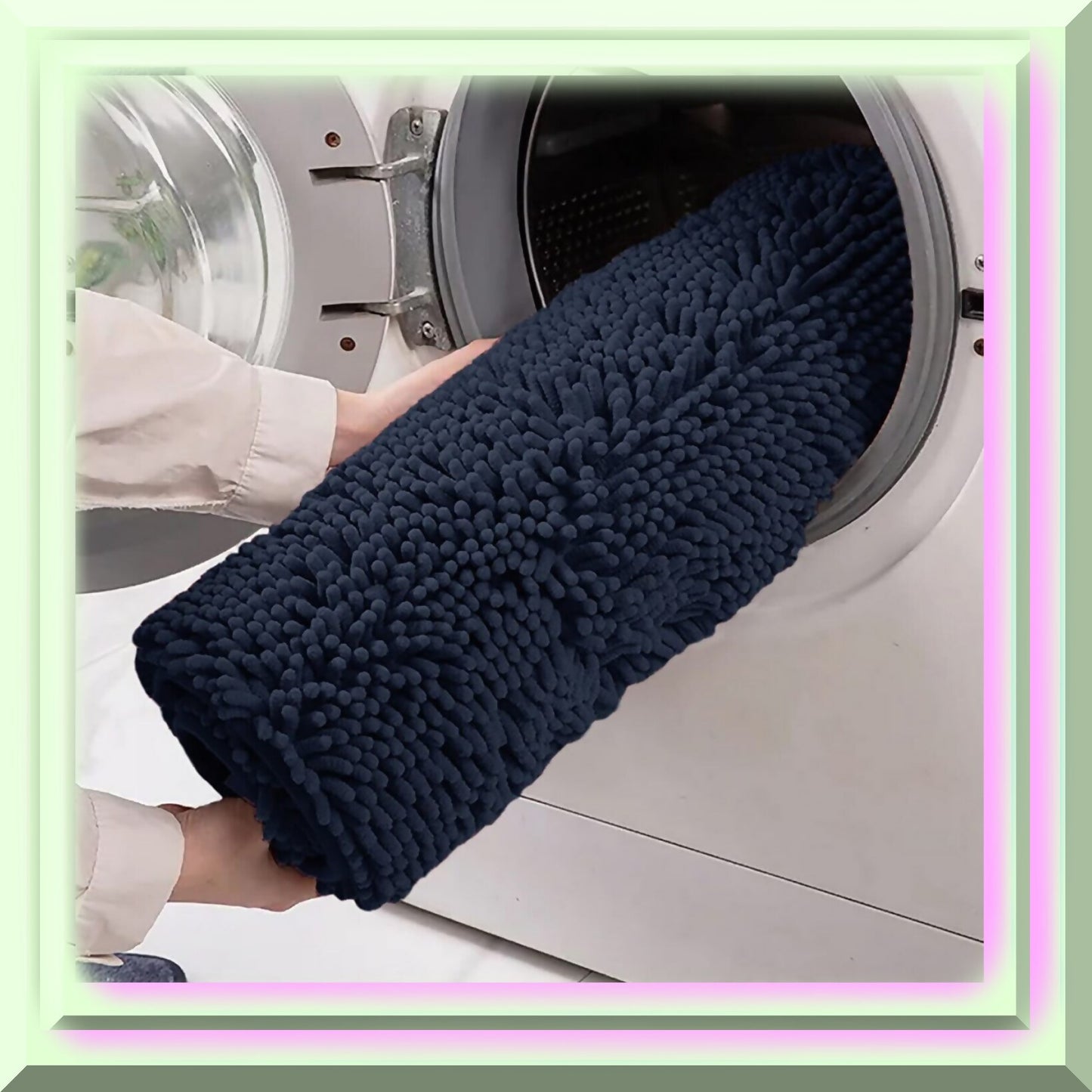 Navy Blue Plush Chenille Bath Mat 19"x30"