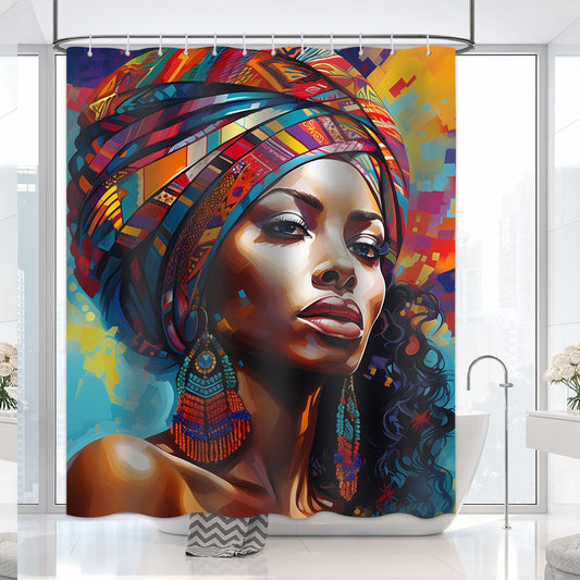 African Woman Shower Curtain 72x72 Inches with 12 Hooks