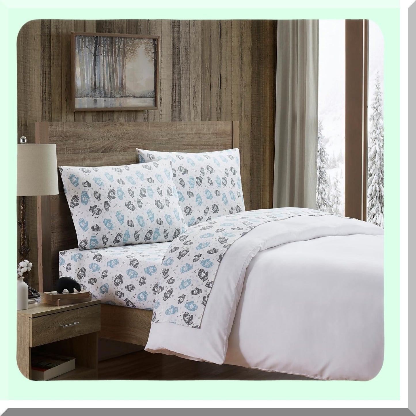 Blue Flannel Dream Full Sheet Set - 4pc Bedding Collection with Matching Pillowcases for Cozy Room Decor. Perfect for a warm and inviting bedroom ambiance.