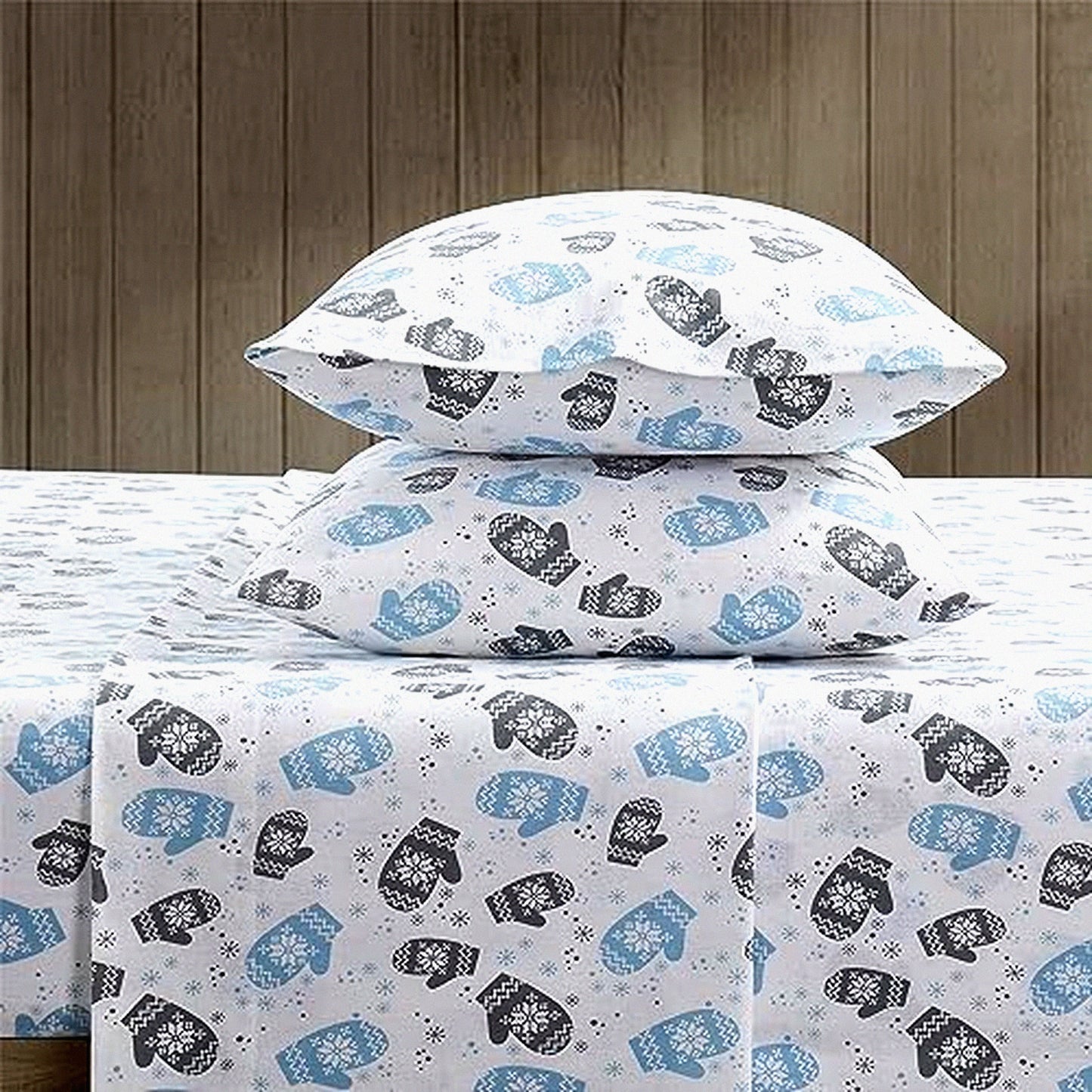 Blue Flannel Dream Full Sheet Set - 4pc Bedding Collection with Matching Pillowcases for Cozy Room Decor. Perfect for a warm and inviting bedroom ambiance.