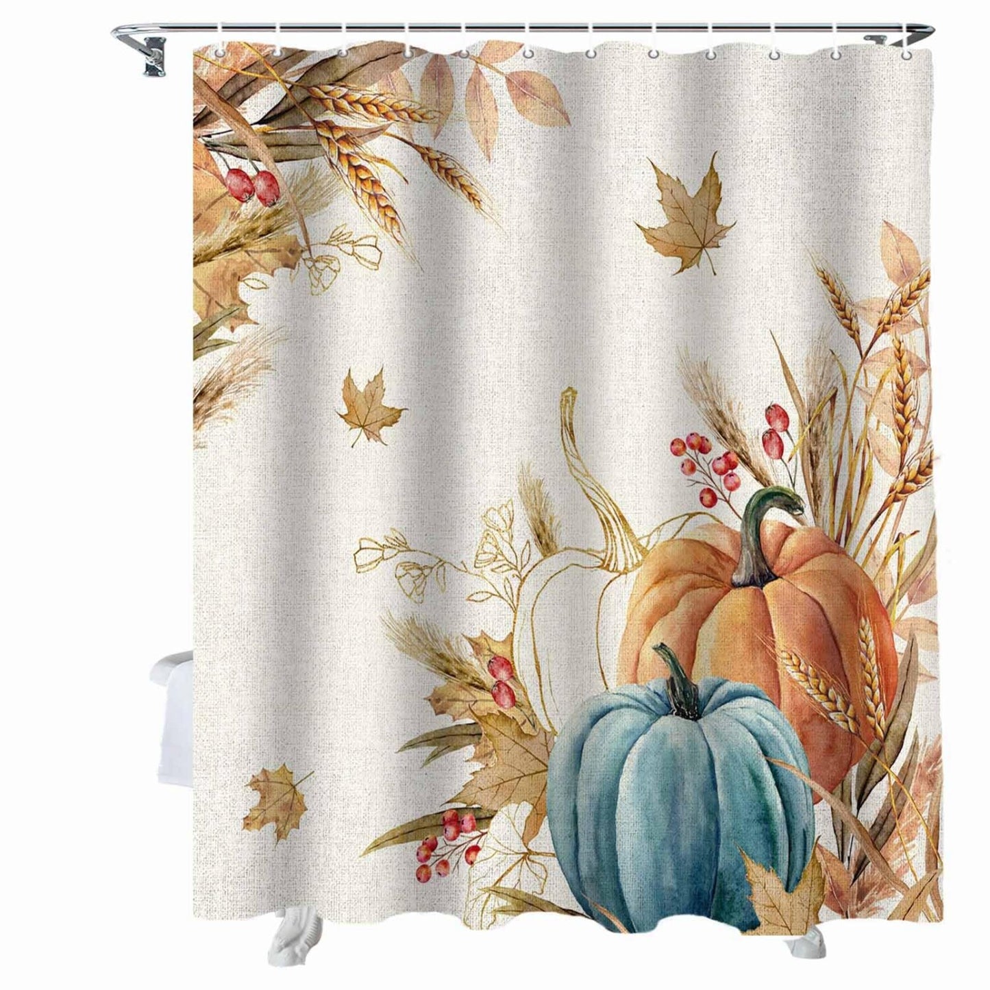 Fall Pumpkin Shower Curtain 72x72 Polyester Waterproof