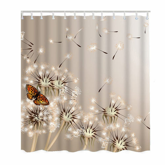 White Dandelions Shower Curtain 72x72 Inches Grey