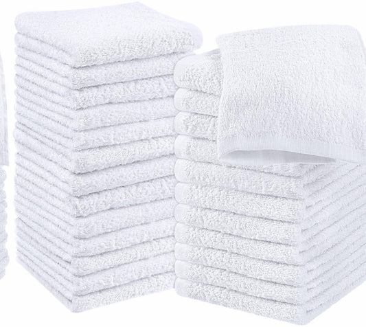 Cotton Washcloths Set 24 Pack White