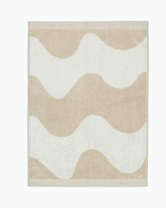 Beige Cotton Hand Towel 70x50cm Waves Pattern