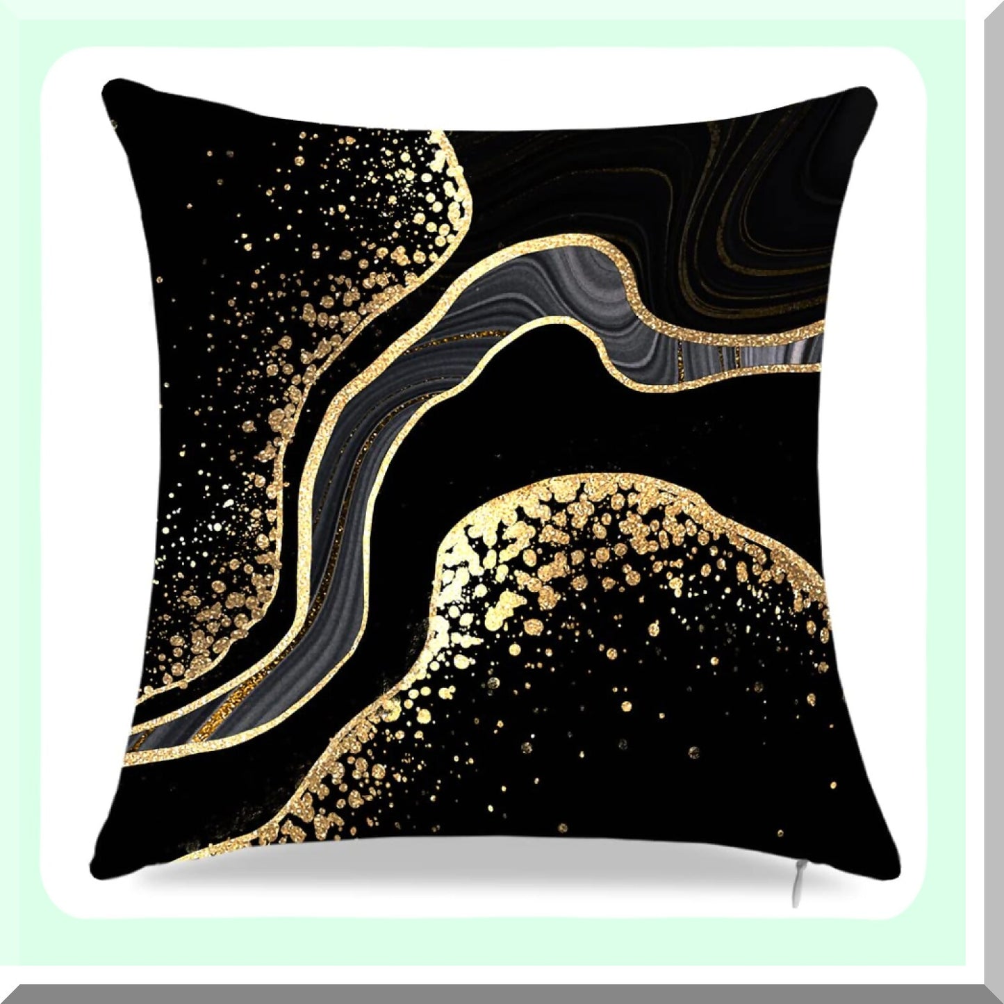 Gold Accent Black Pillowcase Set - Decorative Throw Cushion Covers for Living Room - 18" x 18" Black and Gold Pillows - Set of 4 Home Decor Covers