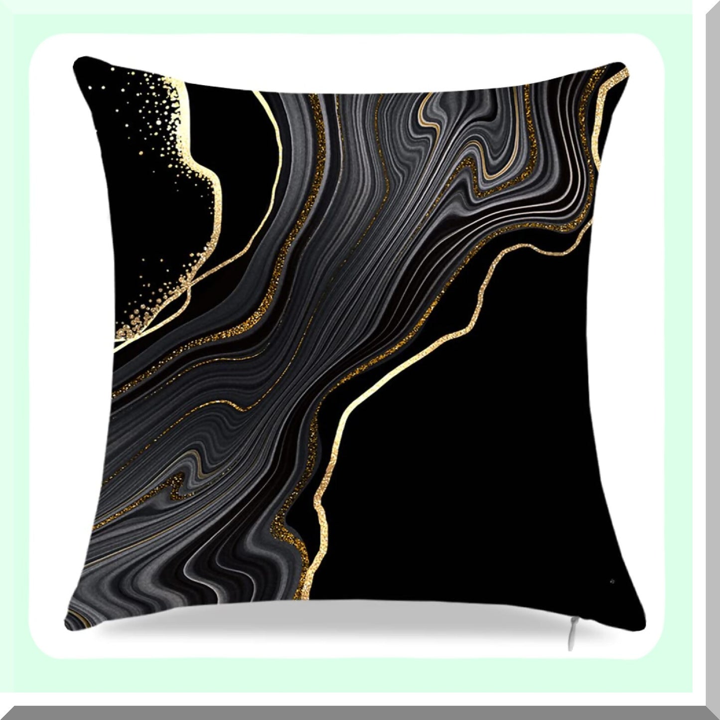 Gold Accent Black Pillowcase Set - Decorative Throw Cushion Covers for Living Room - 18" x 18" Black and Gold Pillows - Set of 4 Home Decor Covers