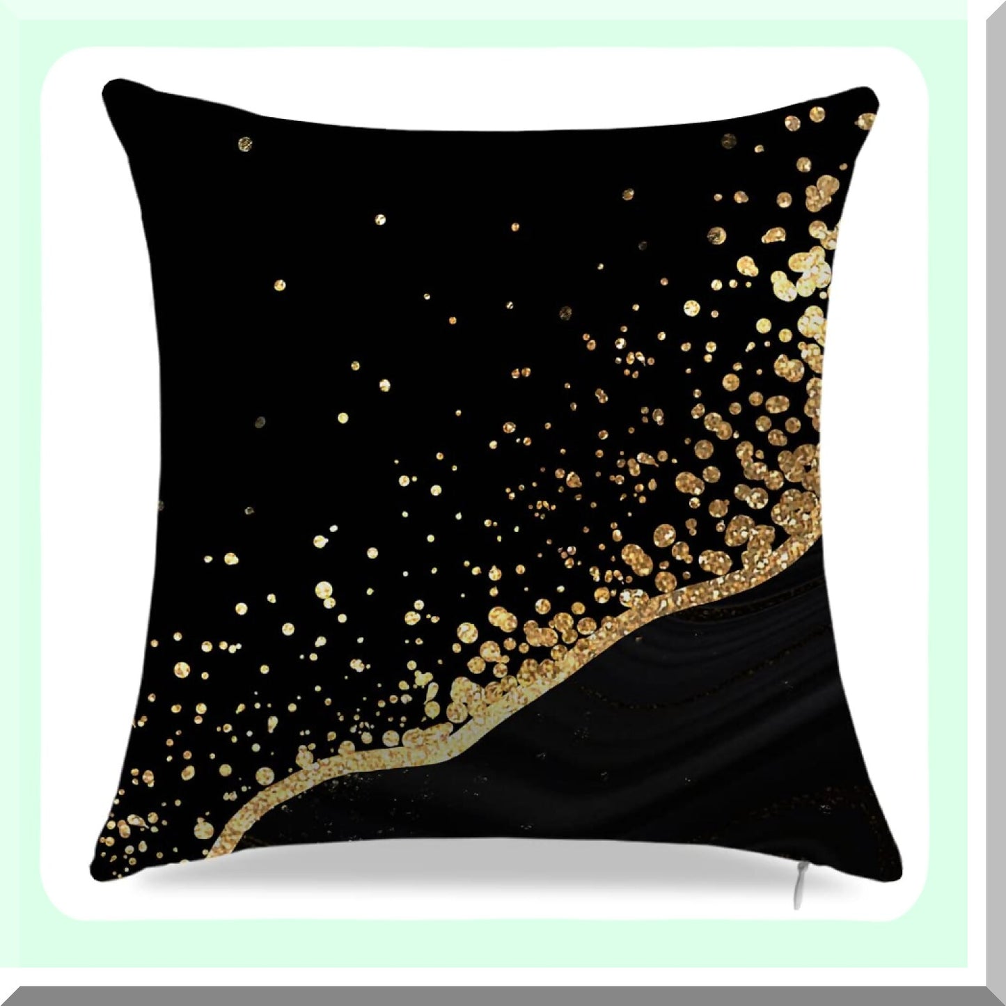 Gold Accent Black Pillowcase Set - Decorative Throw Cushion Covers for Living Room - 18" x 18" Black and Gold Pillows - Set of 4 Home Decor Covers