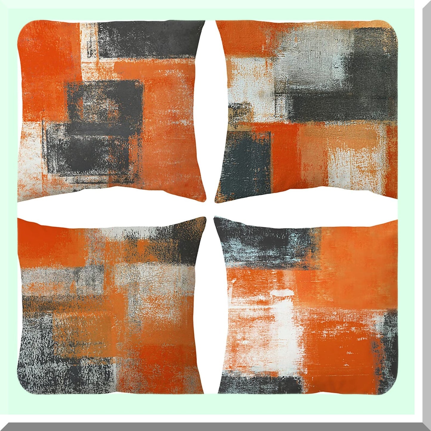 Abstract Art Burnt Orange Cushion Covers - Set of 4 | Decorative Throw Pillowcases 18x18 Inch for Sofa, Couch, Bedroom, Living Room, Outdoor Home Decor - Taupe Palette