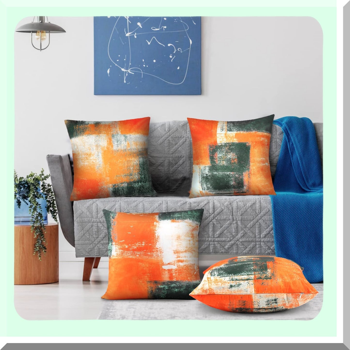 Abstract Art Burnt Orange Cushion Covers - Set of 4 | Decorative Throw Pillowcases 18x18 Inch for Sofa, Couch, Bedroom, Living Room, Outdoor Home Decor - Taupe Palette