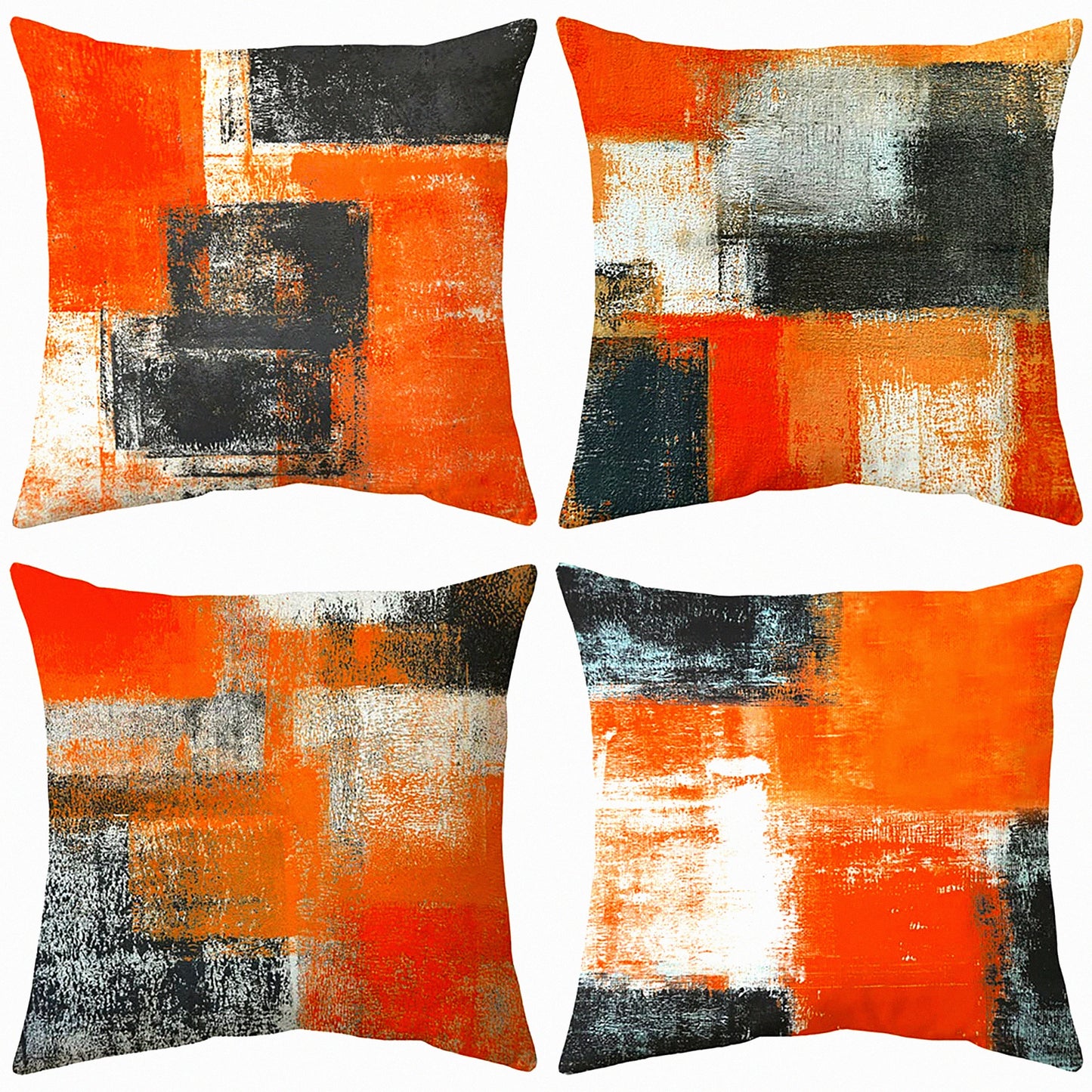 Abstract Art Burnt Orange Cushion Covers - Set of 4 | Decorative Throw Pillowcases 18x18 Inch for Sofa, Couch, Bedroom, Living Room, Outdoor Home Decor - Taupe Palette