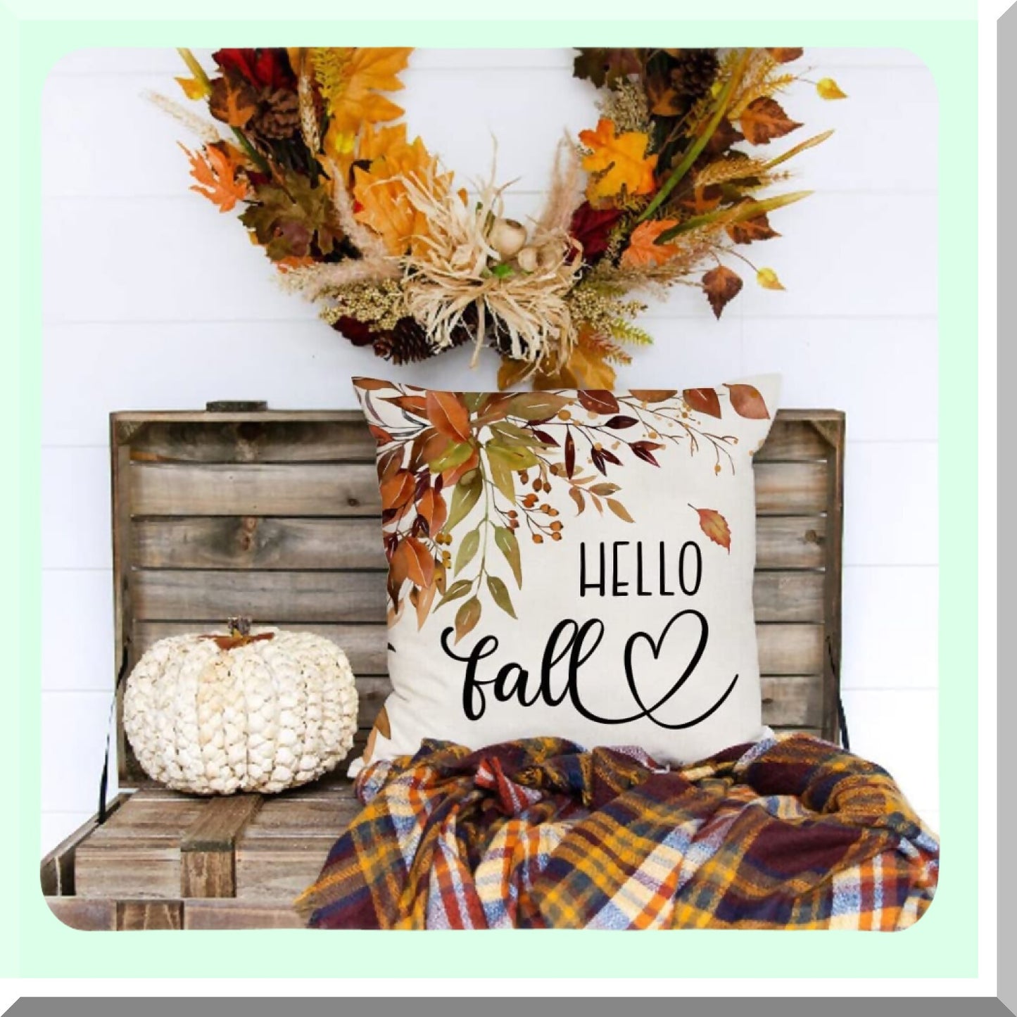 Autumn Harvest Pillow Set - Buffalo Plaid Maple Leaf Pumpkin Decor - Thankful Grateful Blessed Throw Pillows - Farmhouse Thanksgiving Cushion Covers