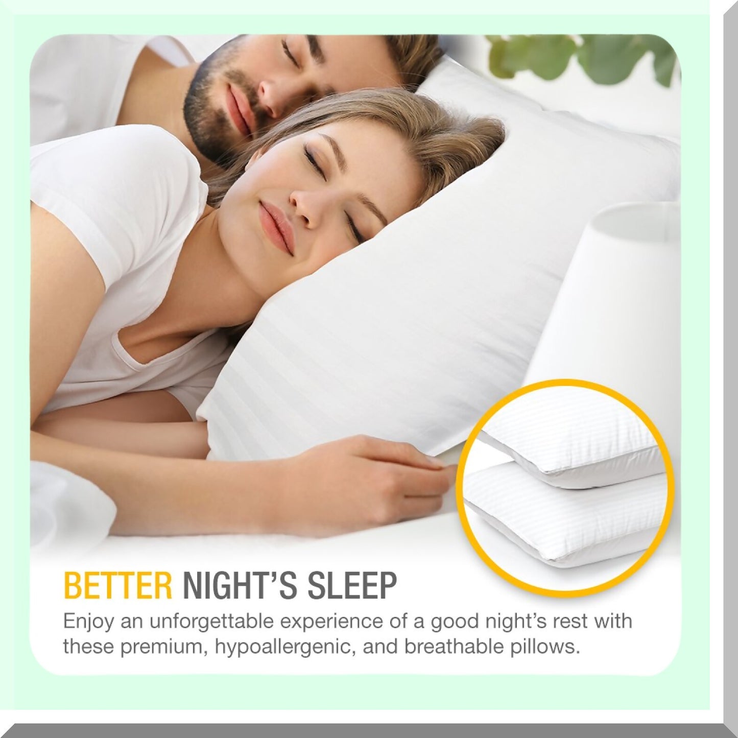 Luxury Plush Gel Pillow Set - Hypoallergenic Cotton Cover, Queen Size, Dust Resistant, Soft Bed Pillows for Side and Back Sleepers - Hotel Collection, Premium Loft Pack of 2, White