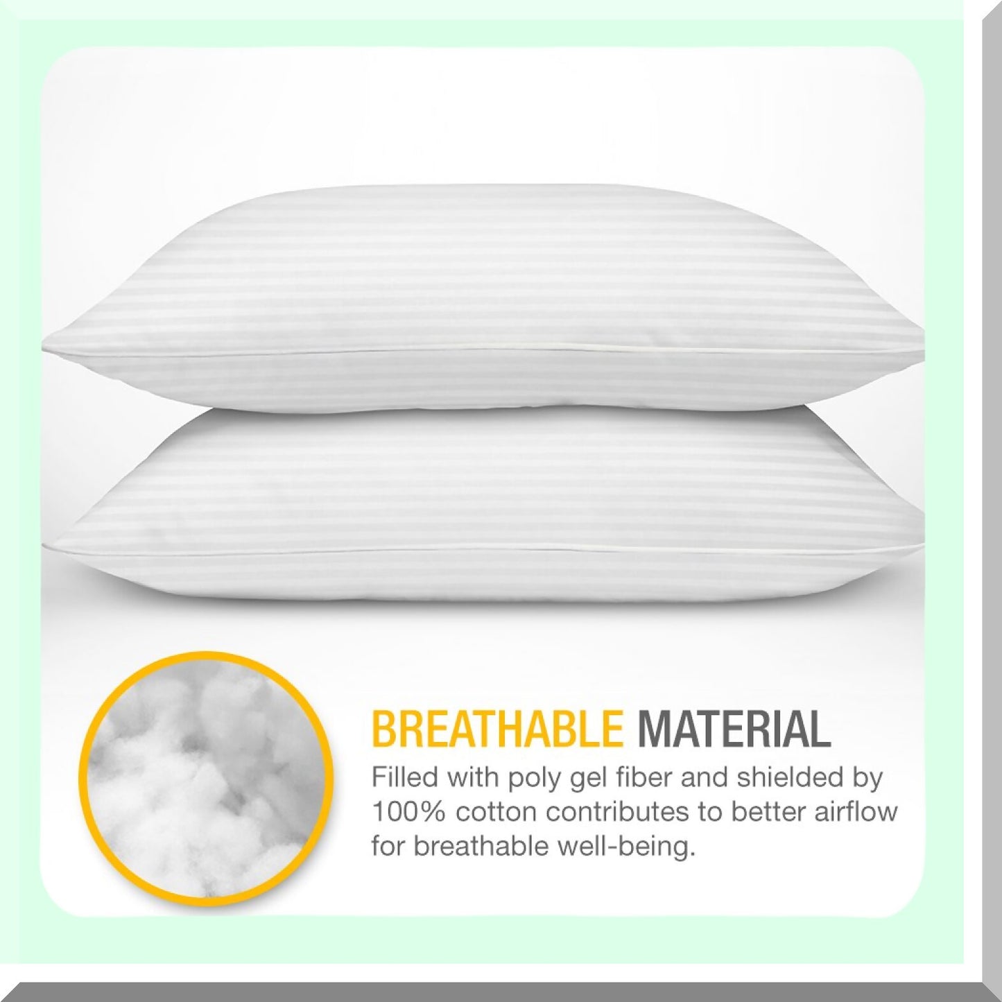 Luxury Plush Gel Pillow Set - Hypoallergenic Cotton Cover, Queen Size, Dust Resistant, Soft Bed Pillows for Side and Back Sleepers - Hotel Collection, Premium Loft Pack of 2, White