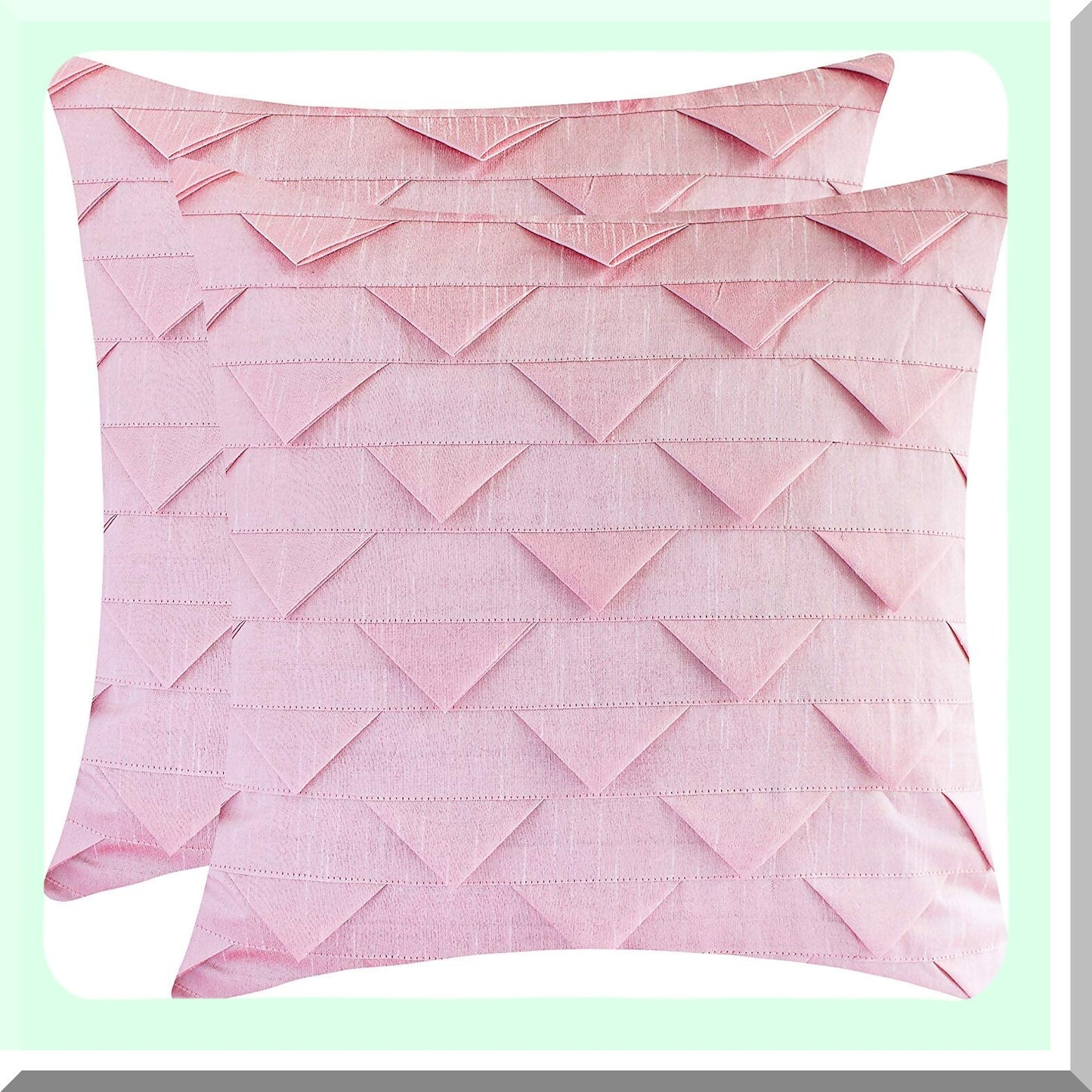 Emerald Green Origami Pillow Set - Textured Solid Covers, 16x16 inches - Set of 2 - Decorative Cushion Cases for Home Décor - Vibrant Green Color