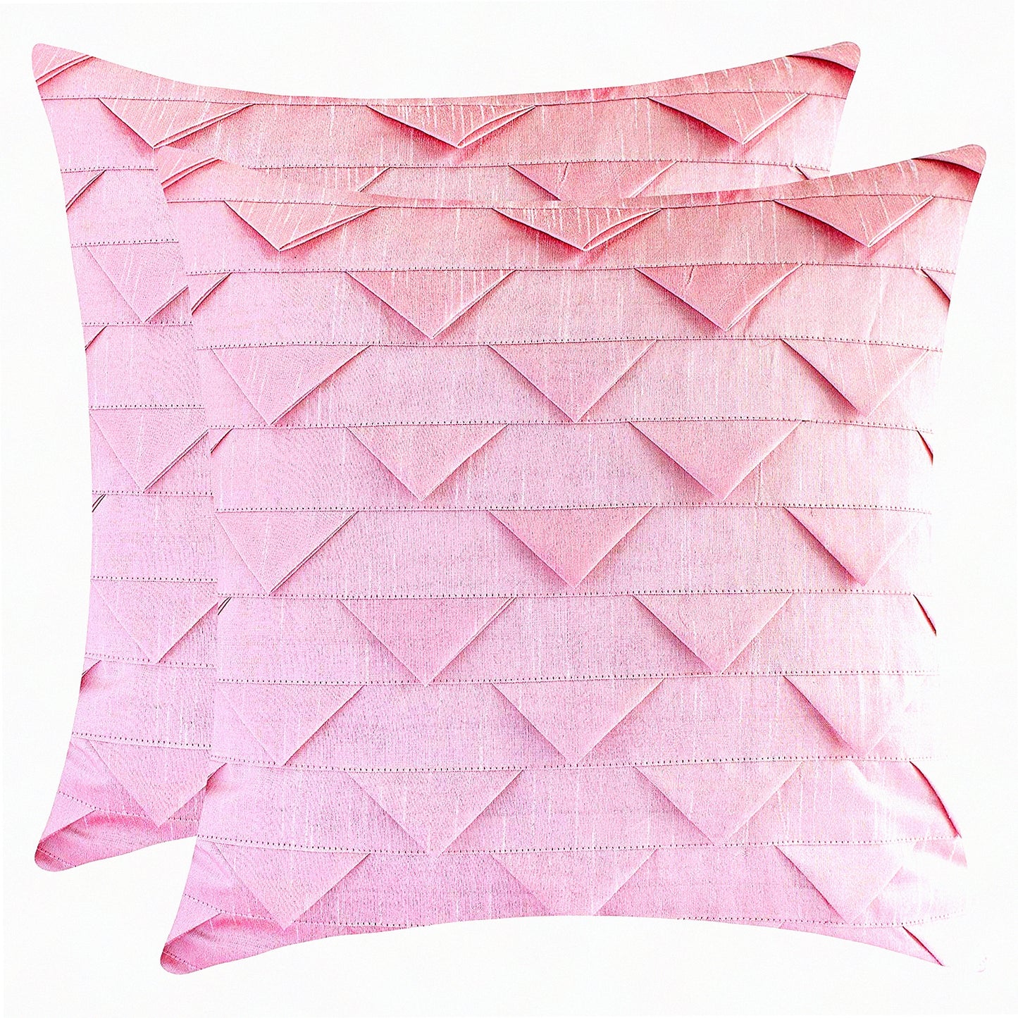 Emerald Green Origami Pillow Set - Textured Solid Covers, 16x16 inches - Set of 2 - Decorative Cushion Cases for Home Décor - Vibrant Green Color
