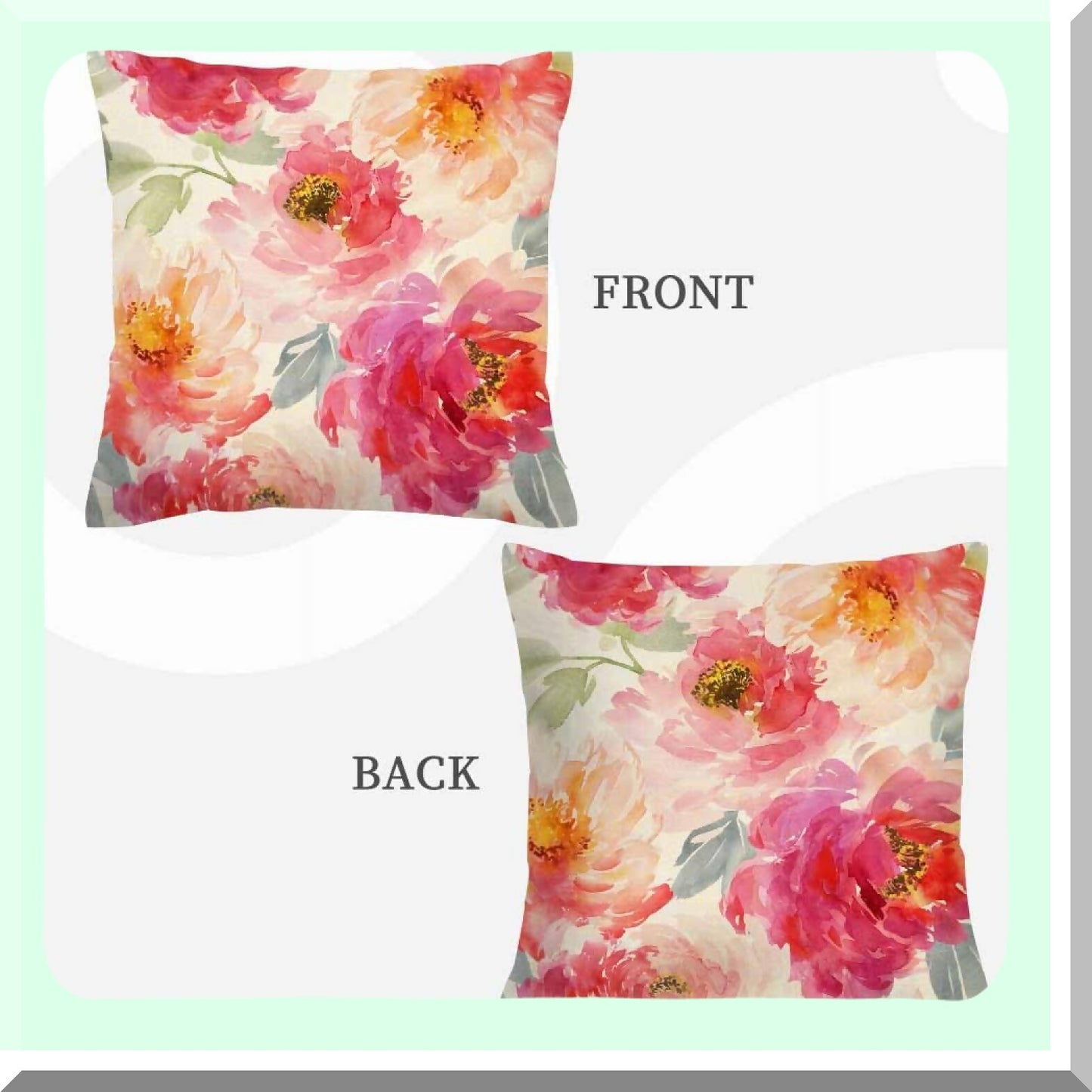 Peony Bloom Cotton Linen Pillow Covers - Watercolor Floral Cushion Cases for Couch Sofa - Decorative Throw Pillow Cases 18X18, Pink & Red