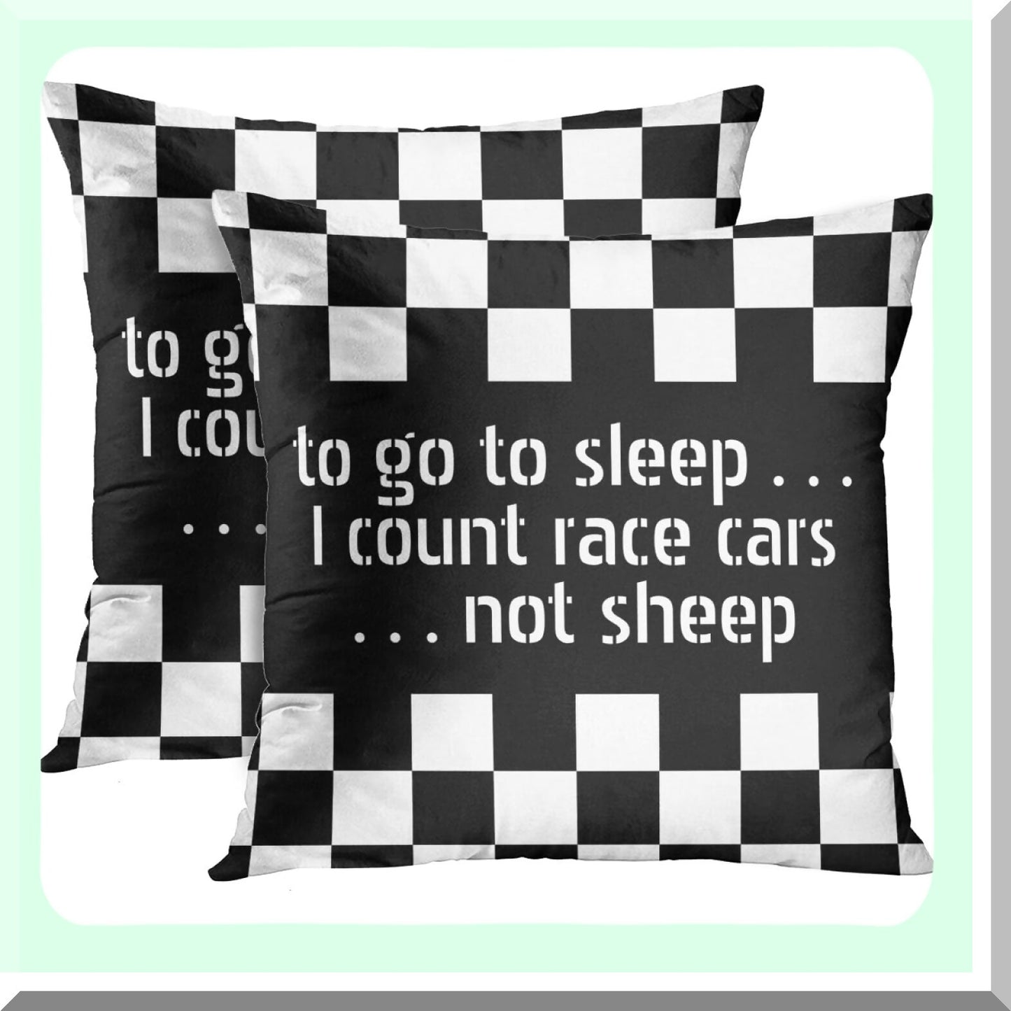 Checkered Formula Motorsport Pillowcase Set - Black & White Decorative Throw Pillow Cover for Home Decor, 18 x 18 inch Square Pattern