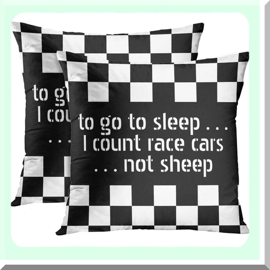 Checkered Formula Motorsport Pillowcase Set - Black & White Decorative Throw Pillow Cover for Home Decor, 18 x 18 inch Square Pattern
