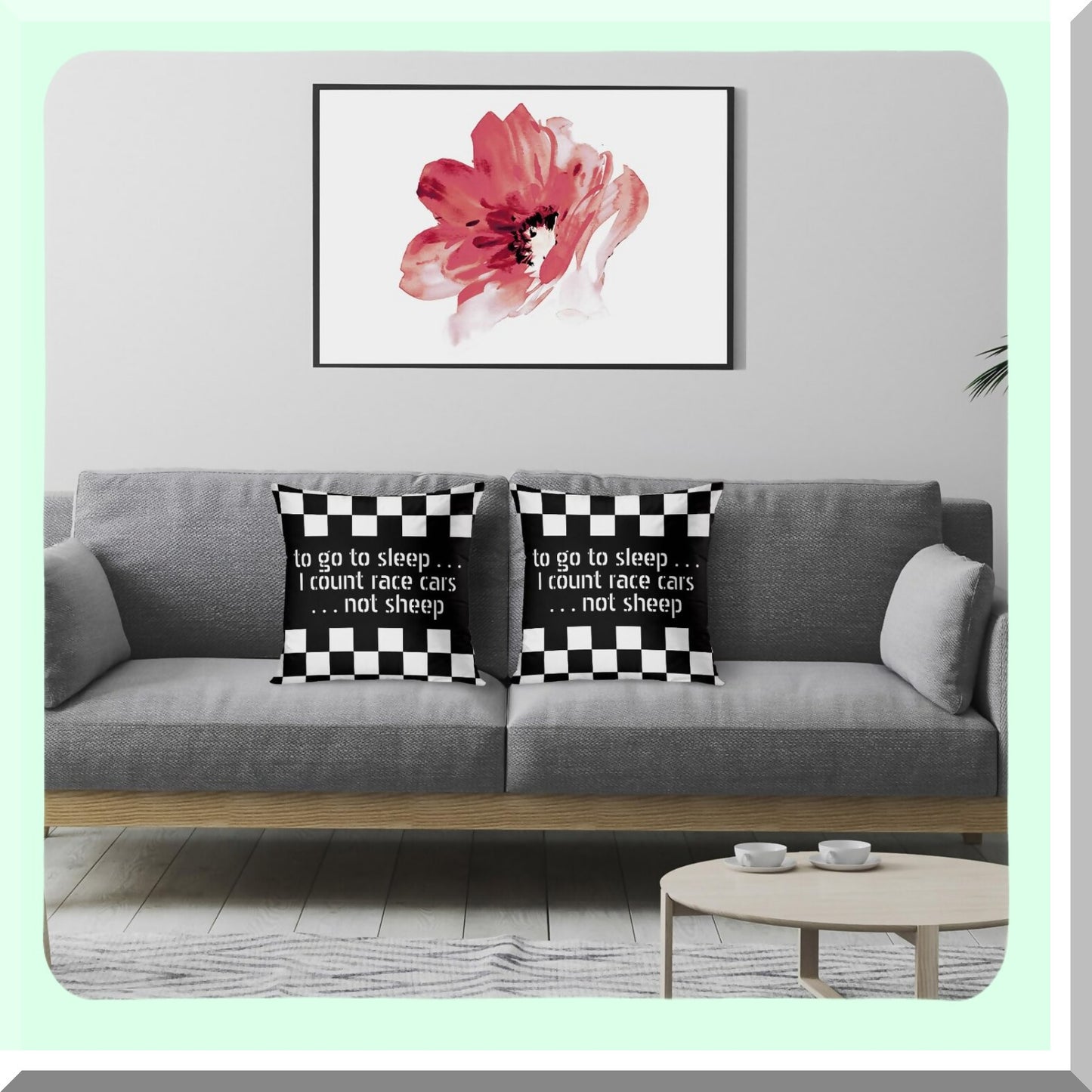 Checkered Formula Motorsport Pillowcase Set - Black & White Decorative Throw Pillow Cover for Home Decor, 18 x 18 inch Square Pattern