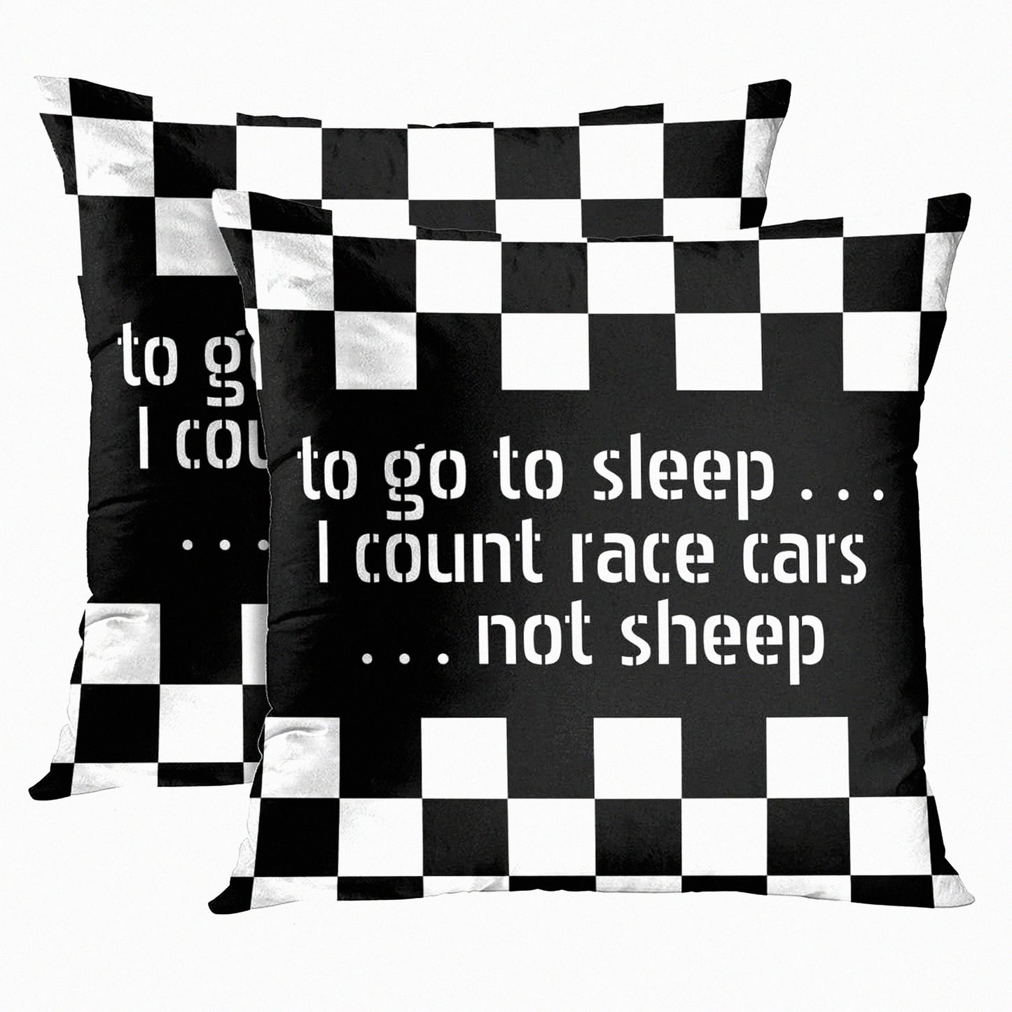 Checkered Formula Motorsport Pillowcase Set - Black & White Decorative Throw Pillow Cover for Home Decor, 18 x 18 inch Square Pattern
