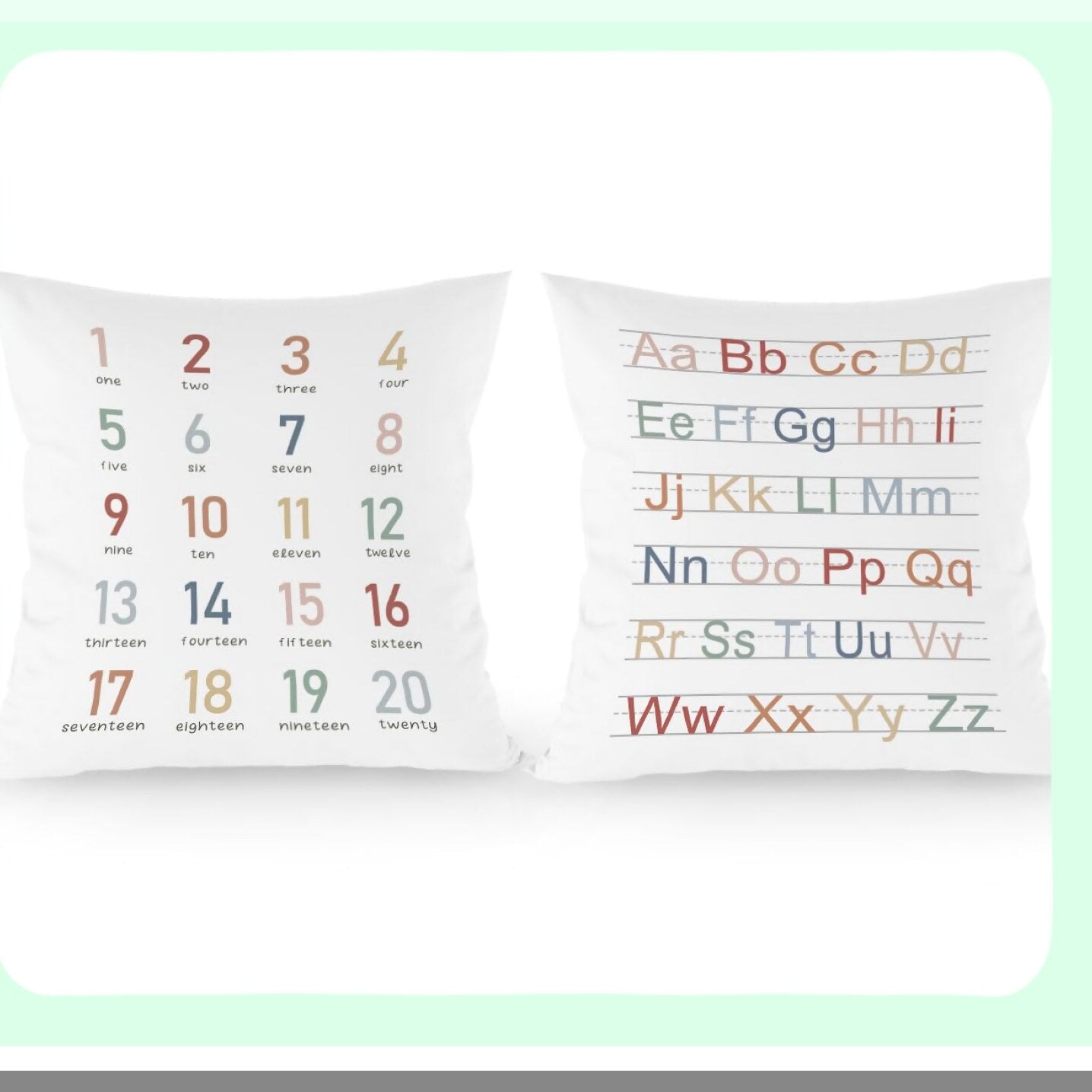 Educational Alphabet Numbers Pillow Covers, Kids Reading Room Decor, Teen Girls Gifts, Nursery Playroom Decorative Pillow Cases, Set of 2, 18x18 Inch