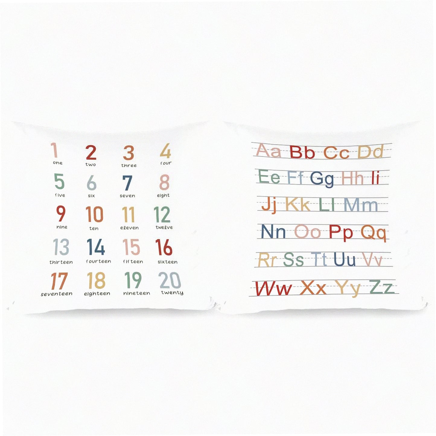 Educational Alphabet Numbers Pillow Covers, Kids Reading Room Decor, Teen Girls Gifts, Nursery Playroom Decorative Pillow Cases, Set of 2, 18x18 Inch