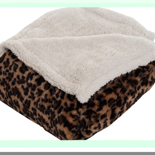 CozyLeopard Luxe Fleece Sherpa Throw Blanket - 50x60