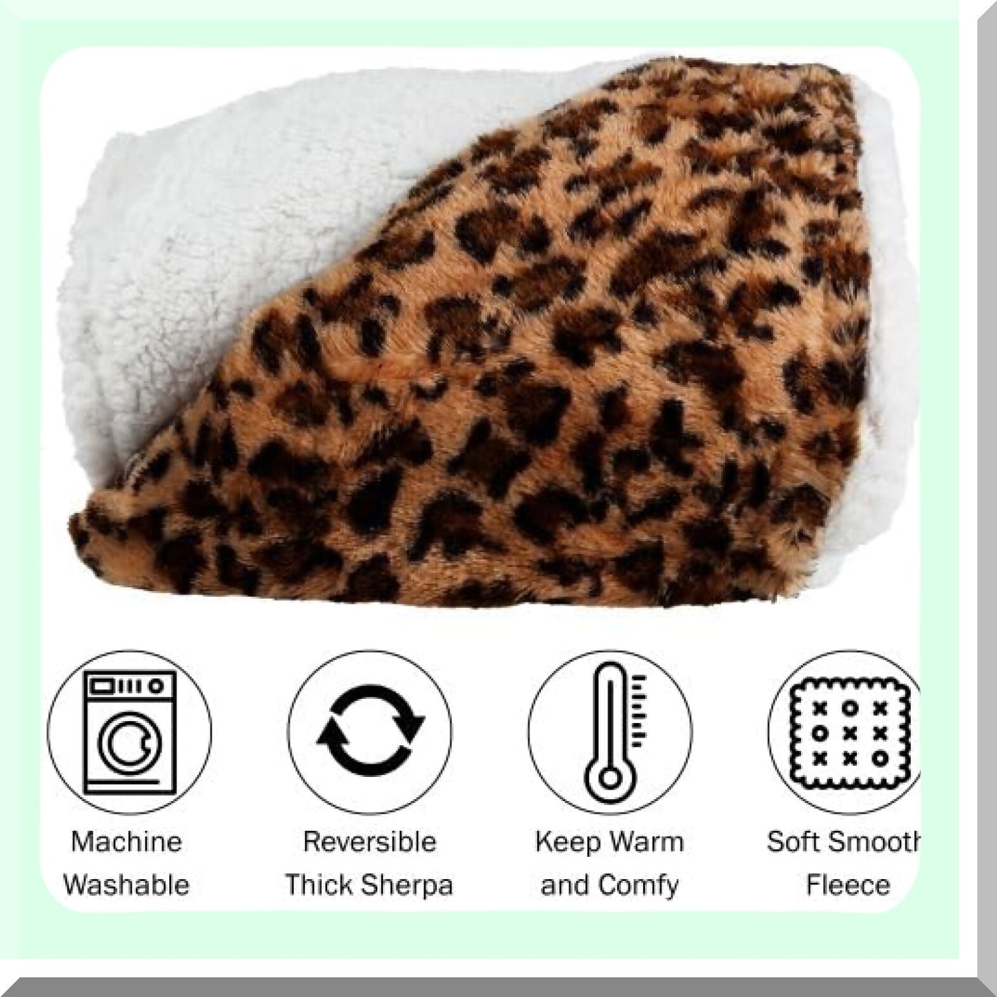 CozyLeopard Luxe Fleece Sherpa Throw Blanket - 50x60