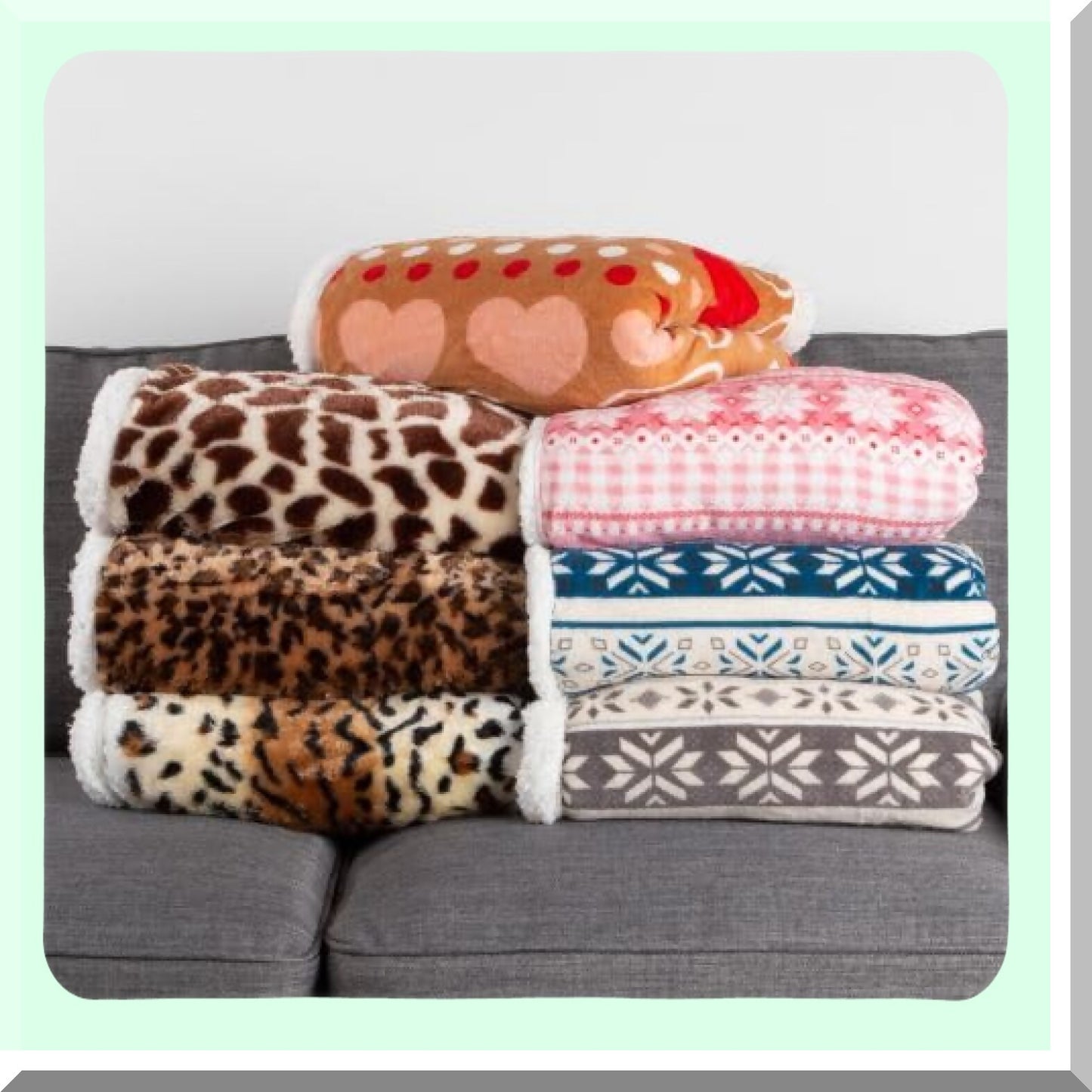 CozyLeopard Luxe Fleece Sherpa Throw Blanket - 50x60