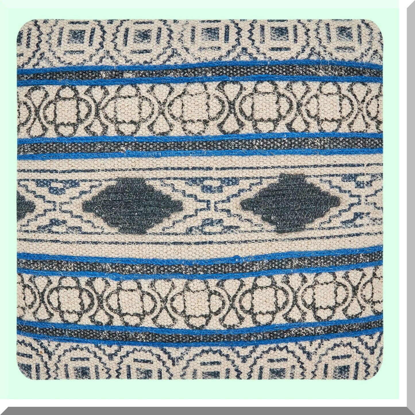 Boho Blue Oasis Pillow Cover - 20" - Ridgewater Collection - Bohemian Rug Design - Decorative Throw Pillow - Home Accent - Soft Cotton Fabric