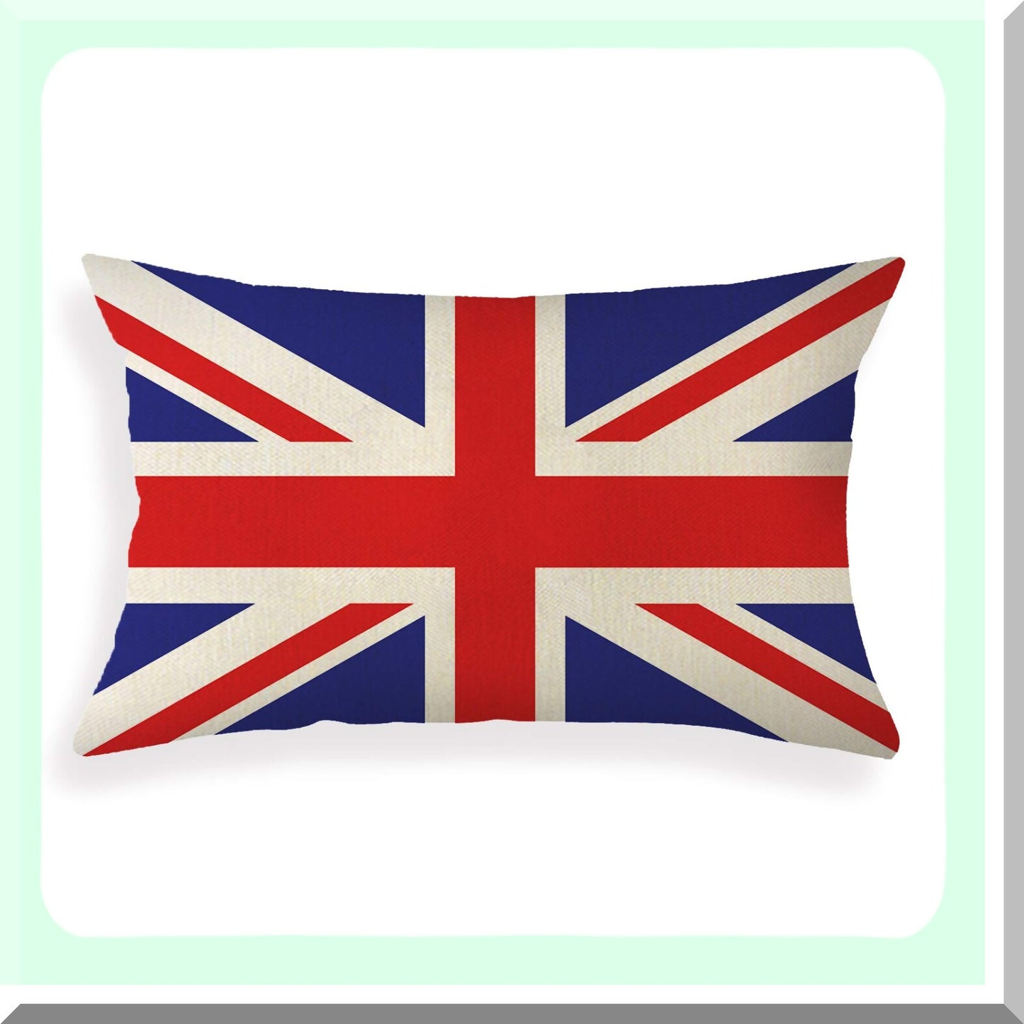Union Jack Lumbar Pillow Cover - British Flag Decorative Cushion Case 12x20 Inch Cotton Linen Home Accent