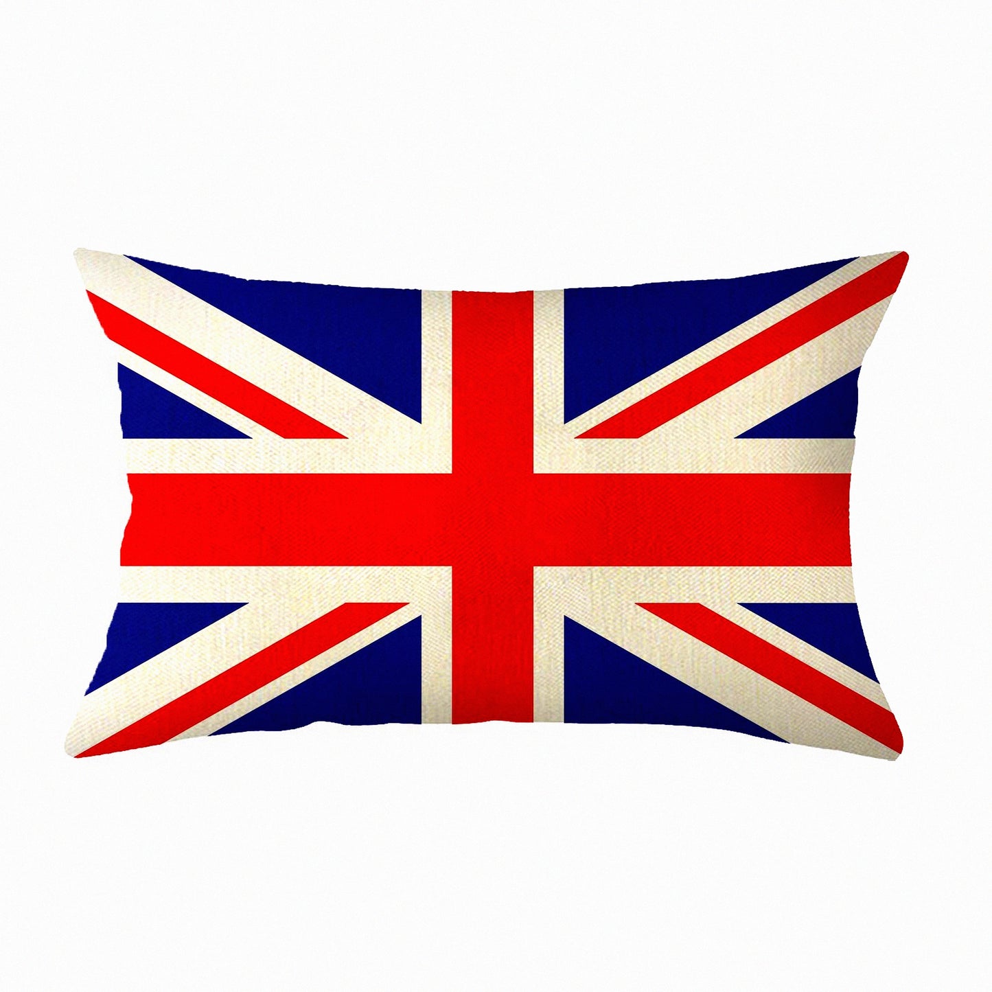 Union Jack Lumbar Pillow Cover - British Flag Decorative Cushion Case 12x20 Inch Cotton Linen Home Accent