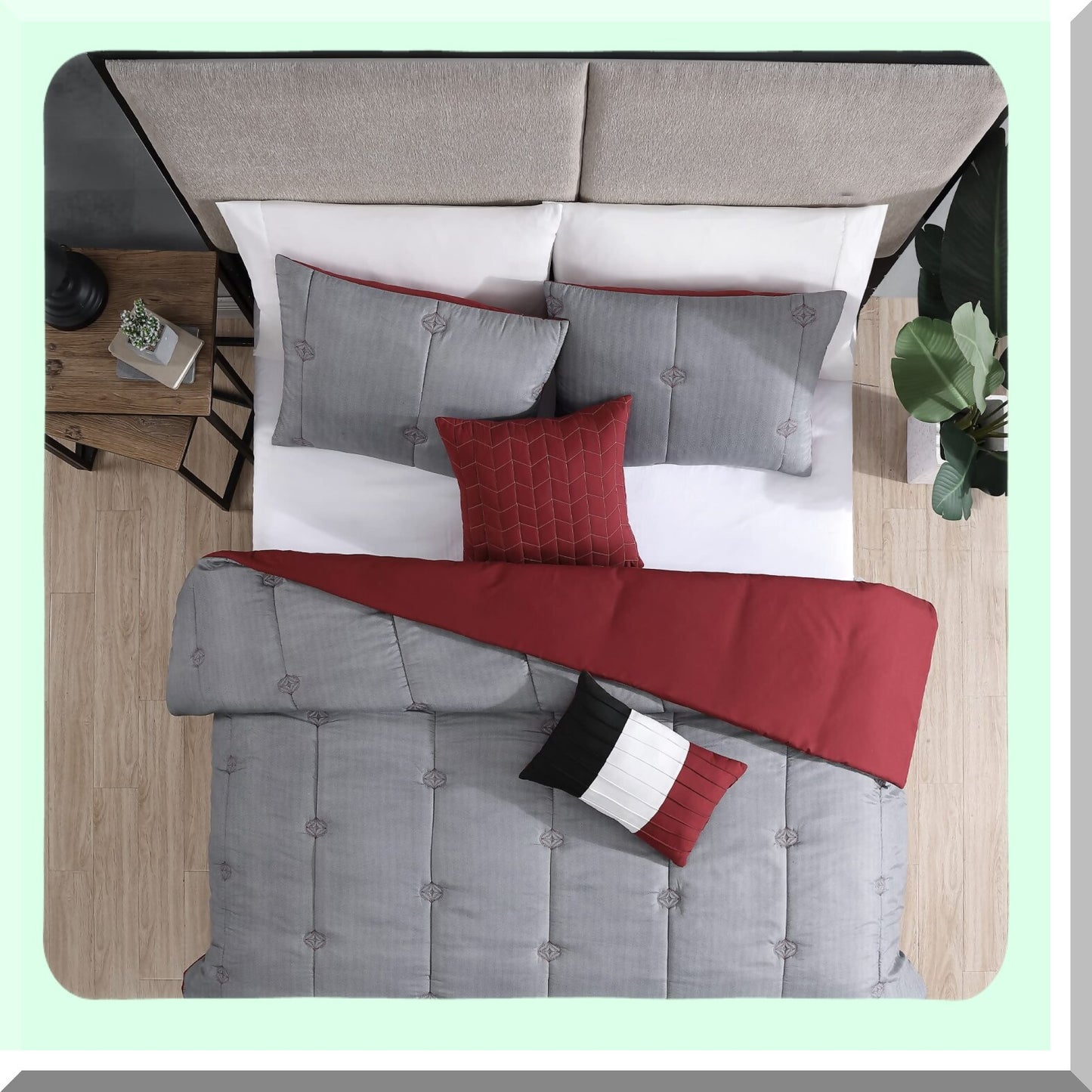 Luxury Embroidered Comforter Set - All Season Down Alternative Bedding with Matching Shams & Decorative Pillows - English Laundry Tyler Collection