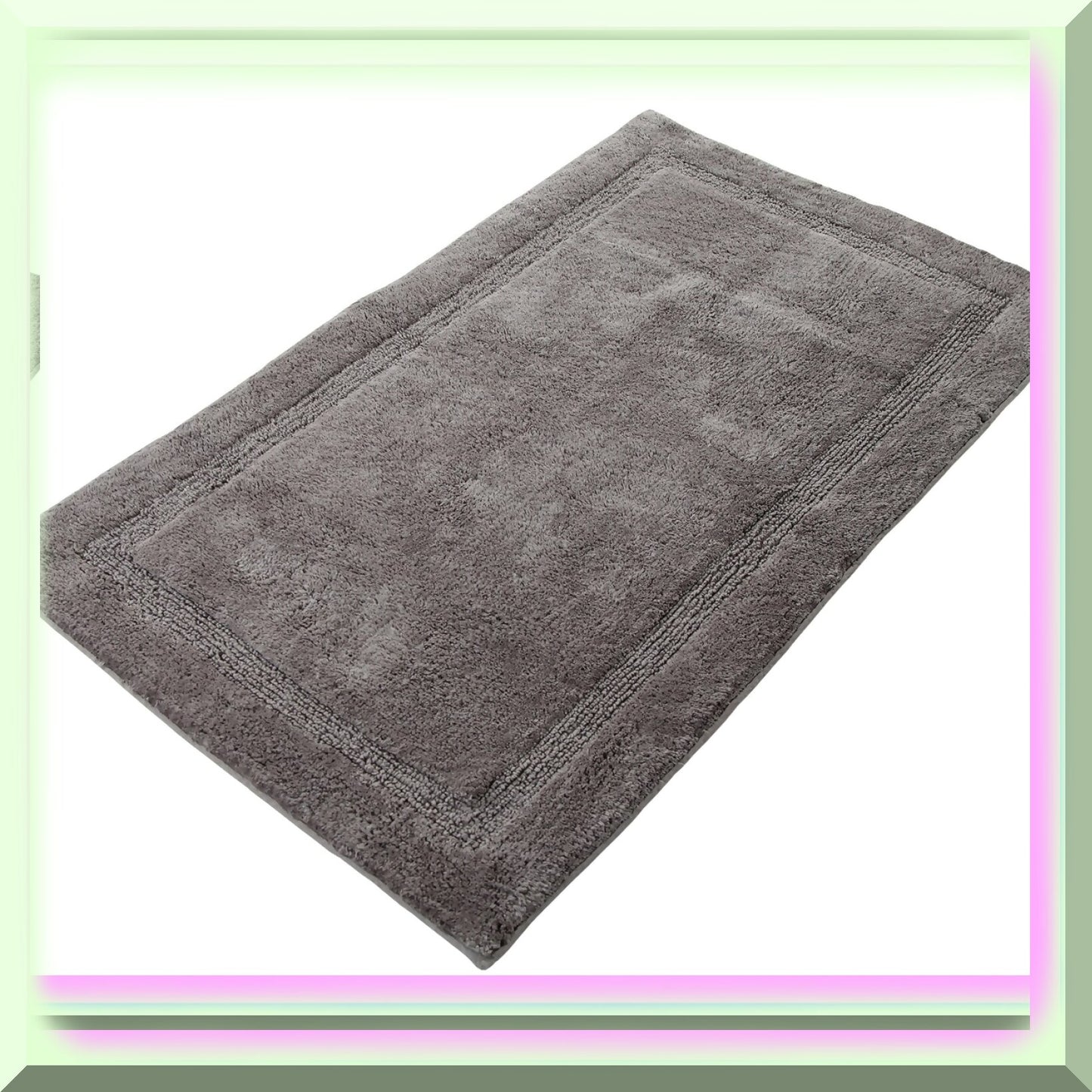 2 Piece Cotton Bath Rug Set Gray 24x17 and 34x21 Inches