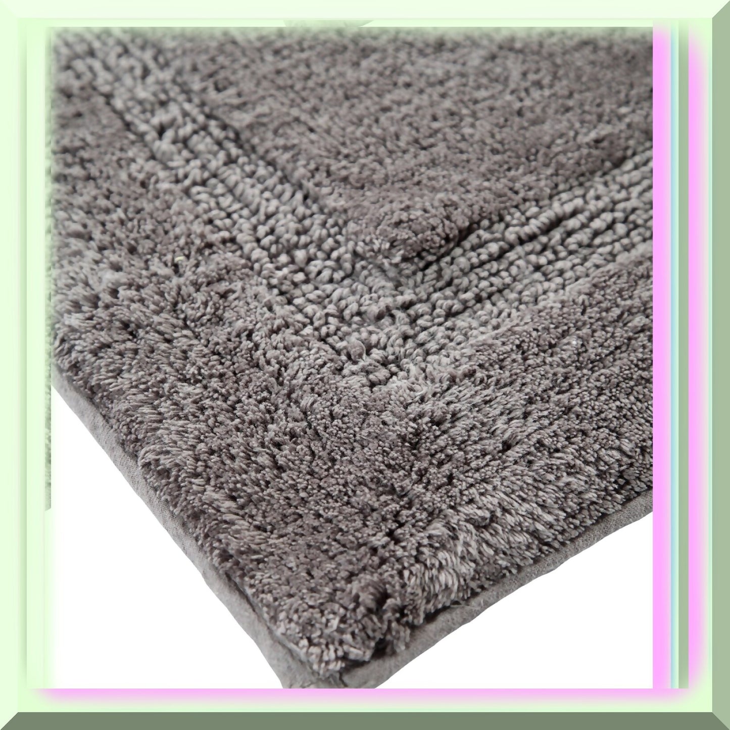 2 Piece Cotton Bath Rug Set Gray 24x17 and 34x21 Inches