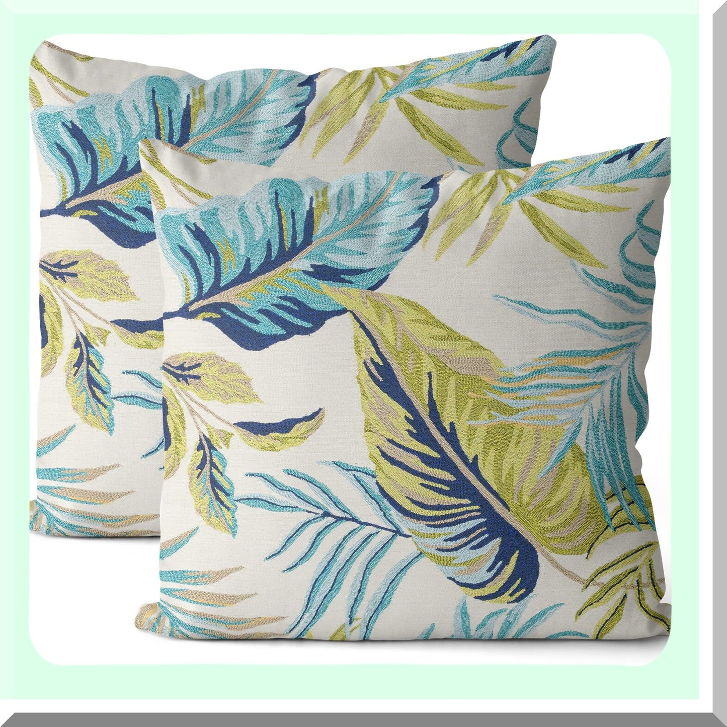 Tropical Leaf Paradise Pillow Covers - Set of 2 18x18 Inch Palm Leaves Cases for Farmhouse Botanical Plant Summer Throw Pillows. Linen Cushion Cover for Home Sofa & Bedroom Outdoor Décor.