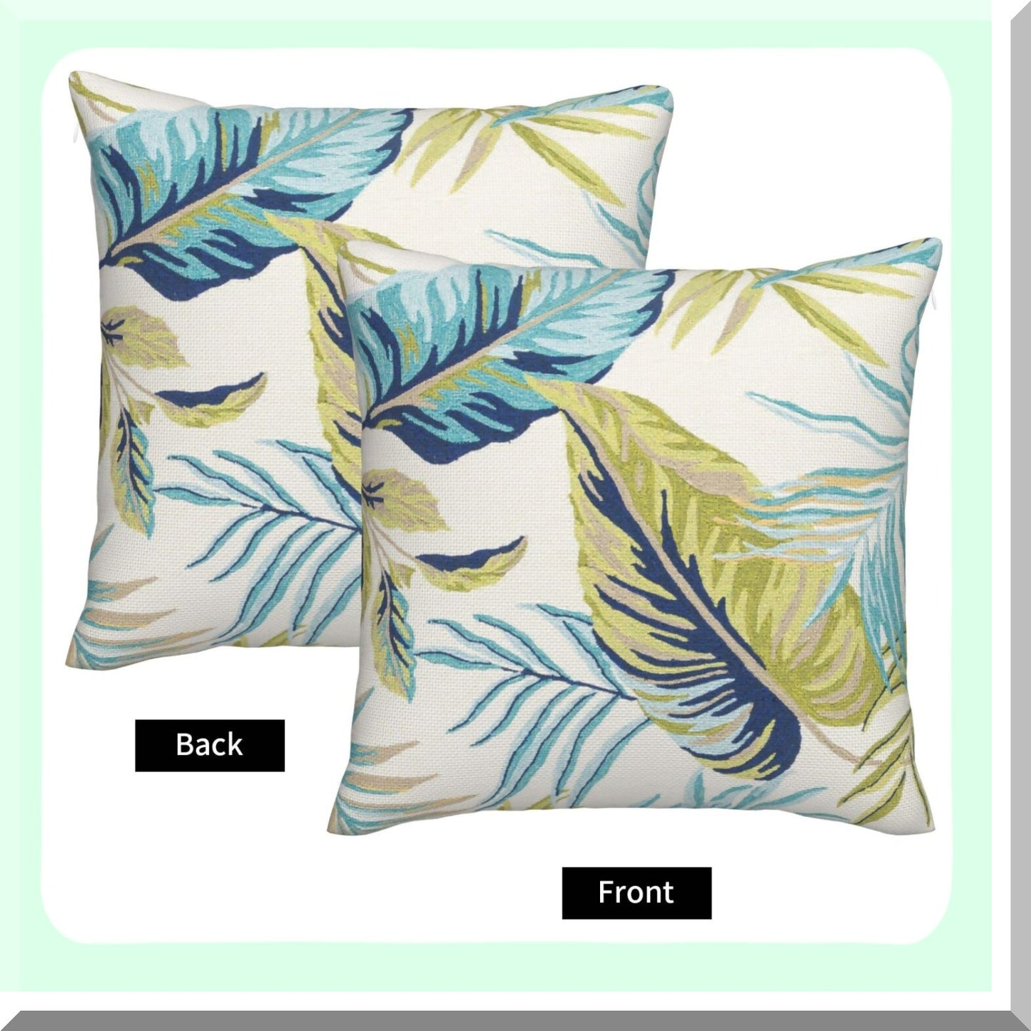 Tropical Leaf Paradise Pillow Covers - Set of 2 18x18 Inch Palm Leaves Cases for Farmhouse Botanical Plant Summer Throw Pillows. Linen Cushion Cover for Home Sofa & Bedroom Outdoor Décor.