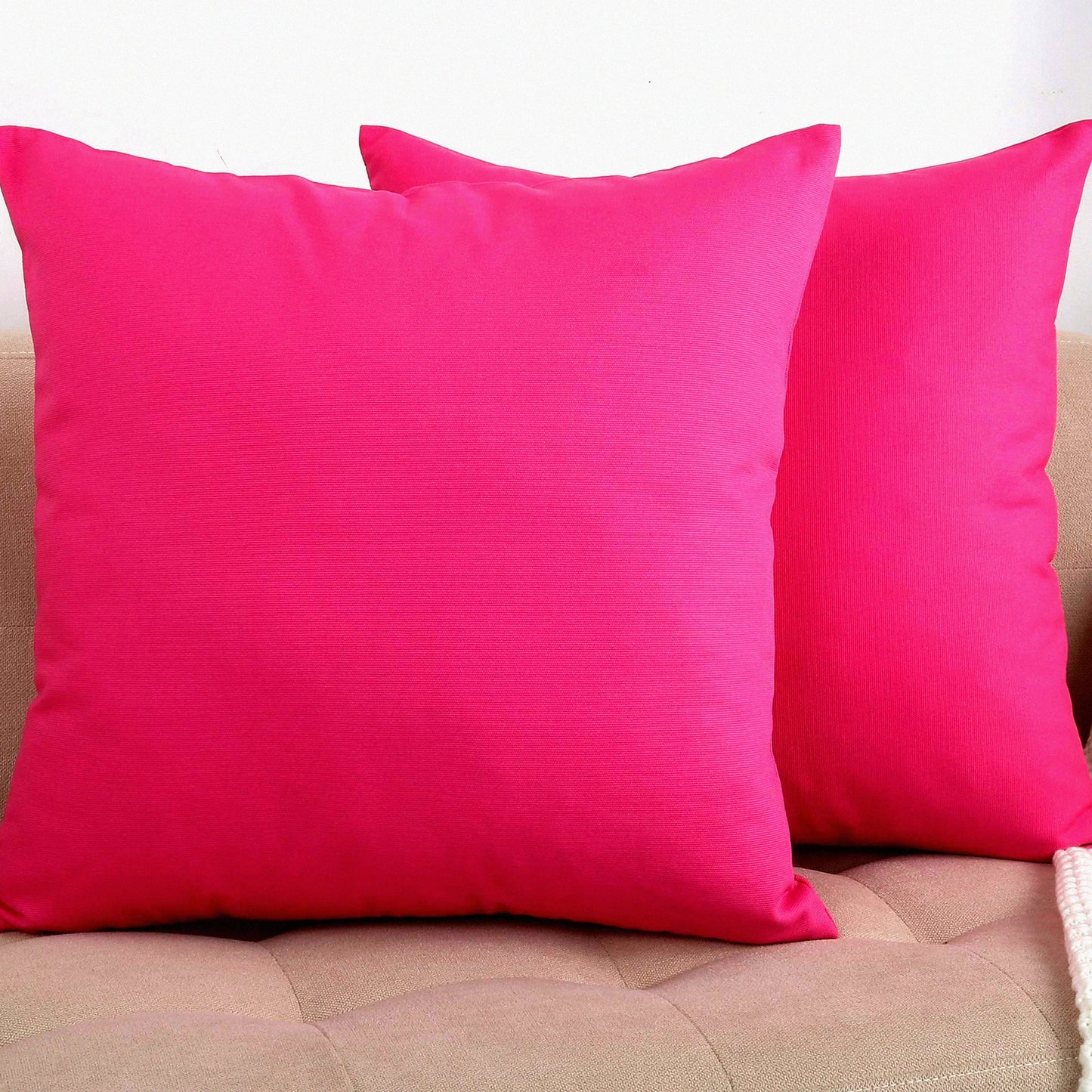 Cotton Canvas Pink Pillow Covers - Set of 2 Decorative Cushion Covers, 16x16 Inches, 100% Cotton, 45 Color Options, Solid Design