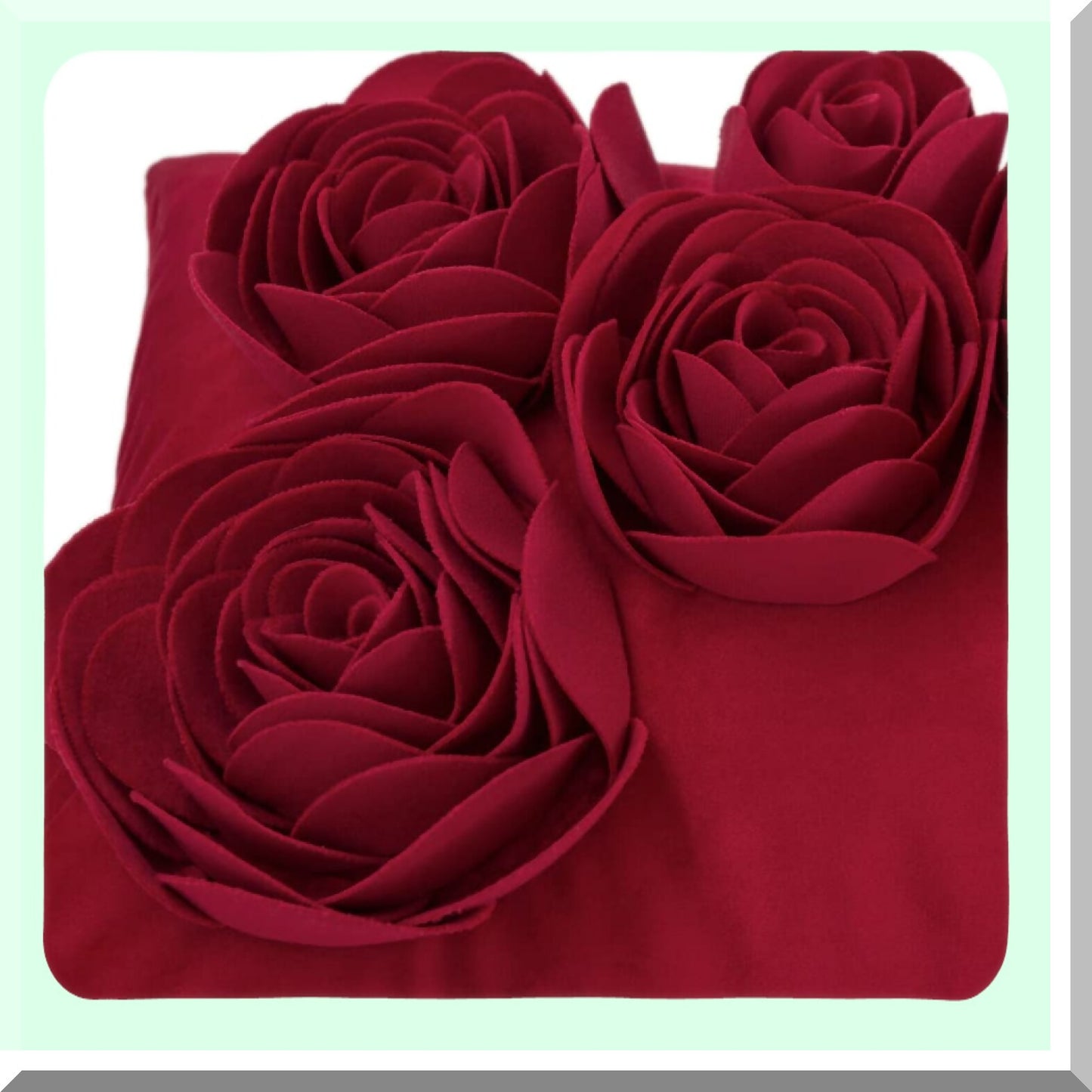 Velvet Rose Blossom Decorative Pillowcase - 3D Floral Accent Cushion Cover for Living Room Couch Bed - Aesthetic Rectangle Throw Pillow 12x20 Inch Red